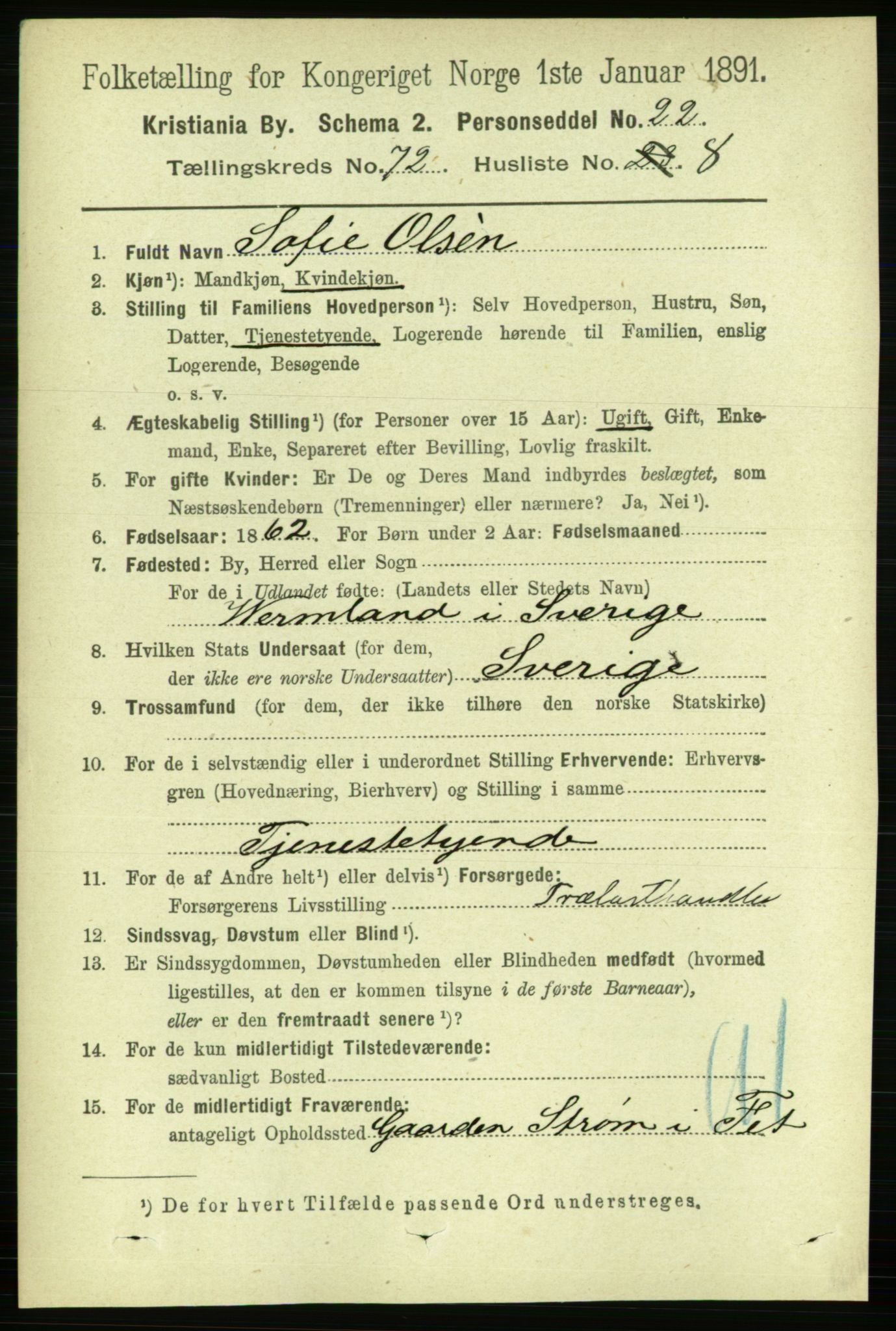 RA, 1891 census for 0301 Kristiania, 1891, p. 39332