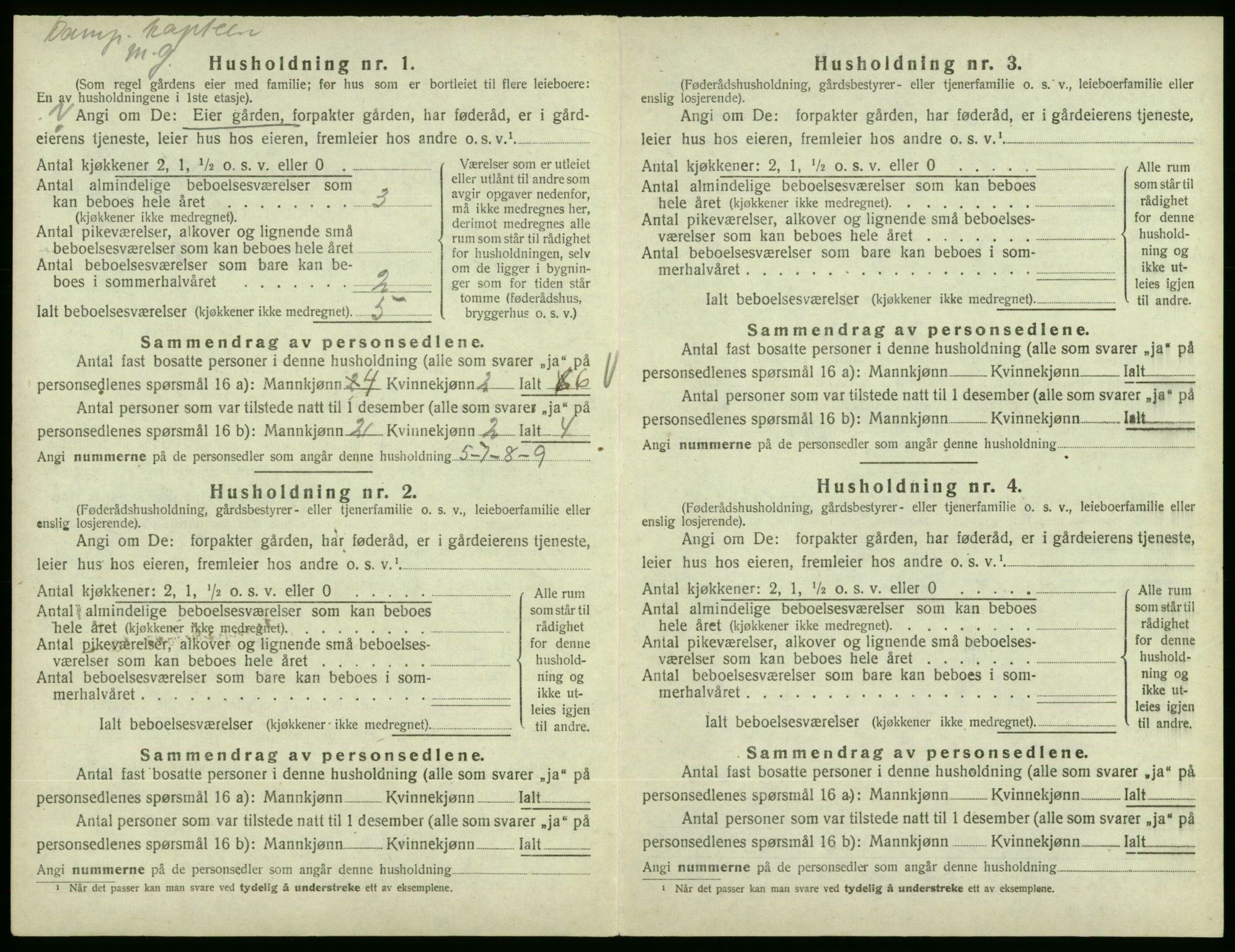 SAB, 1920 census for Fjelberg, 1920, p. 128