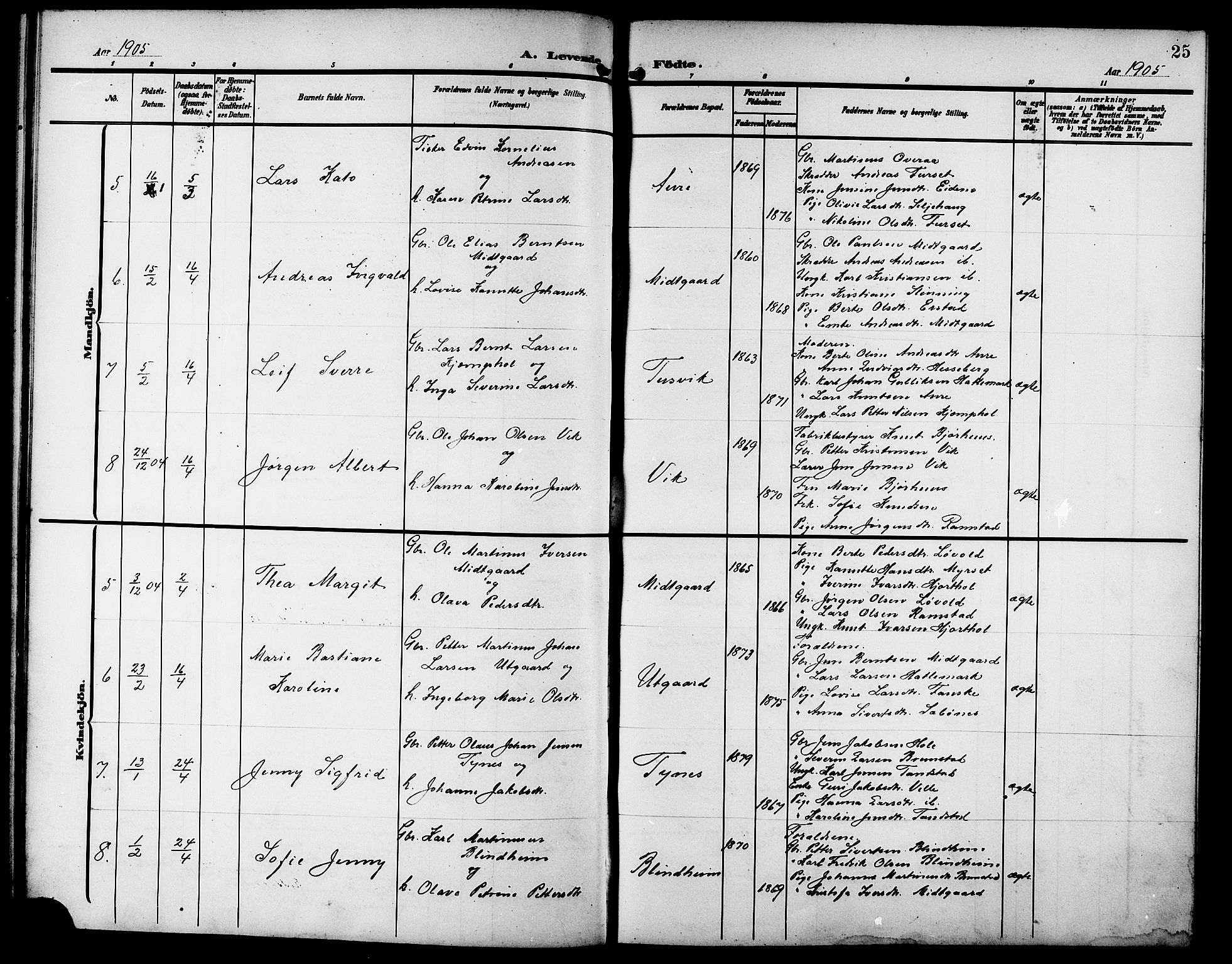 Ministerialprotokoller, klokkerbøker og fødselsregistre - Møre og Romsdal, AV/SAT-A-1454/523/L0341: Parish register (copy) no. 523C04, 1903-1916, p. 25