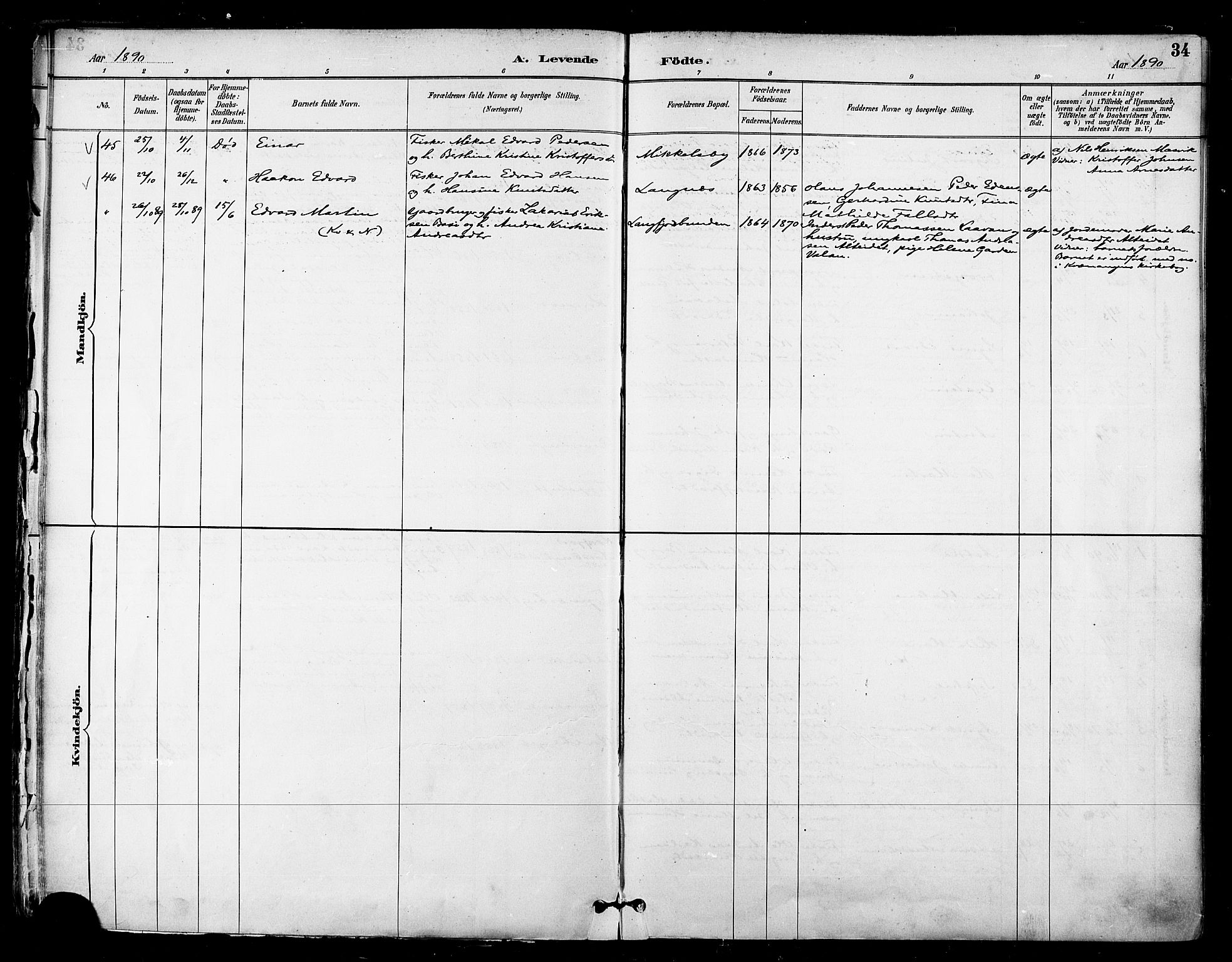 Talvik sokneprestkontor, AV/SATØ-S-1337/H/Ha/L0013kirke: Parish register (official) no. 13, 1886-1897, p. 34