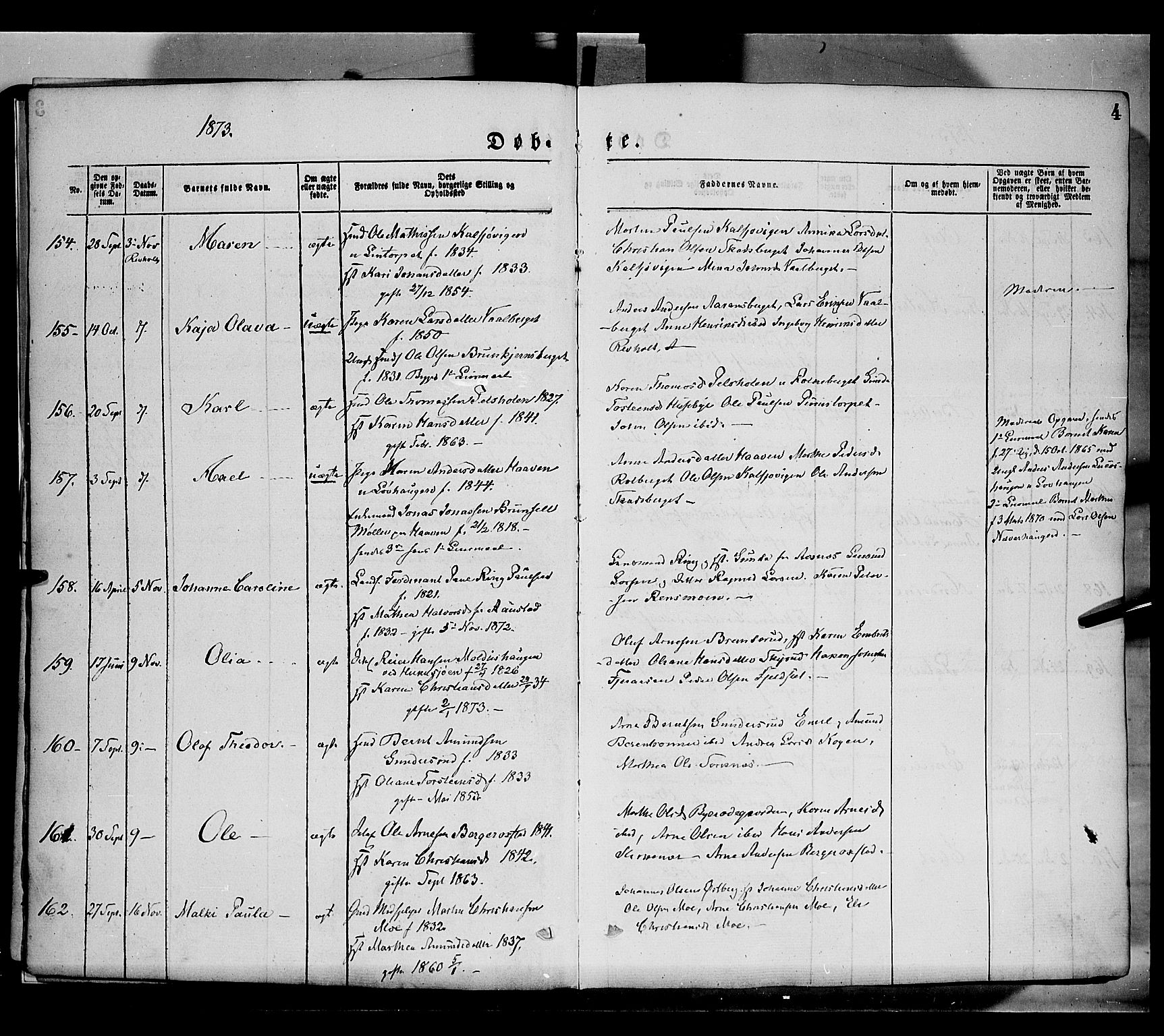 Grue prestekontor, SAH/PREST-036/H/Ha/Haa/L0011: Parish register (official) no. 11, 1873-1880, p. 4