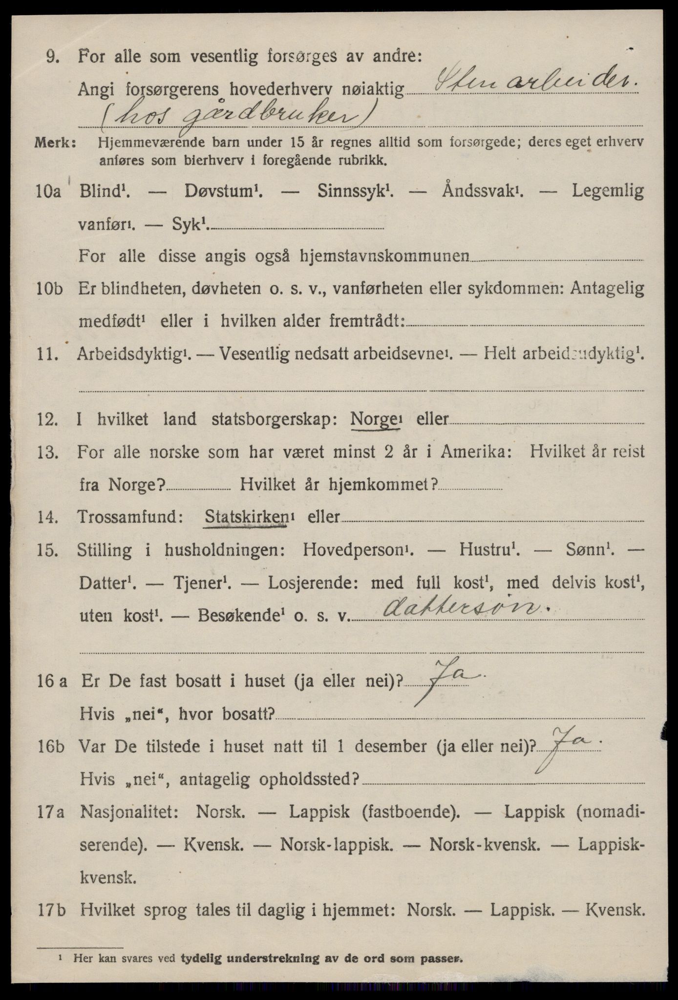 SAT, 1920 census for Selbu, 1920, p. 4427