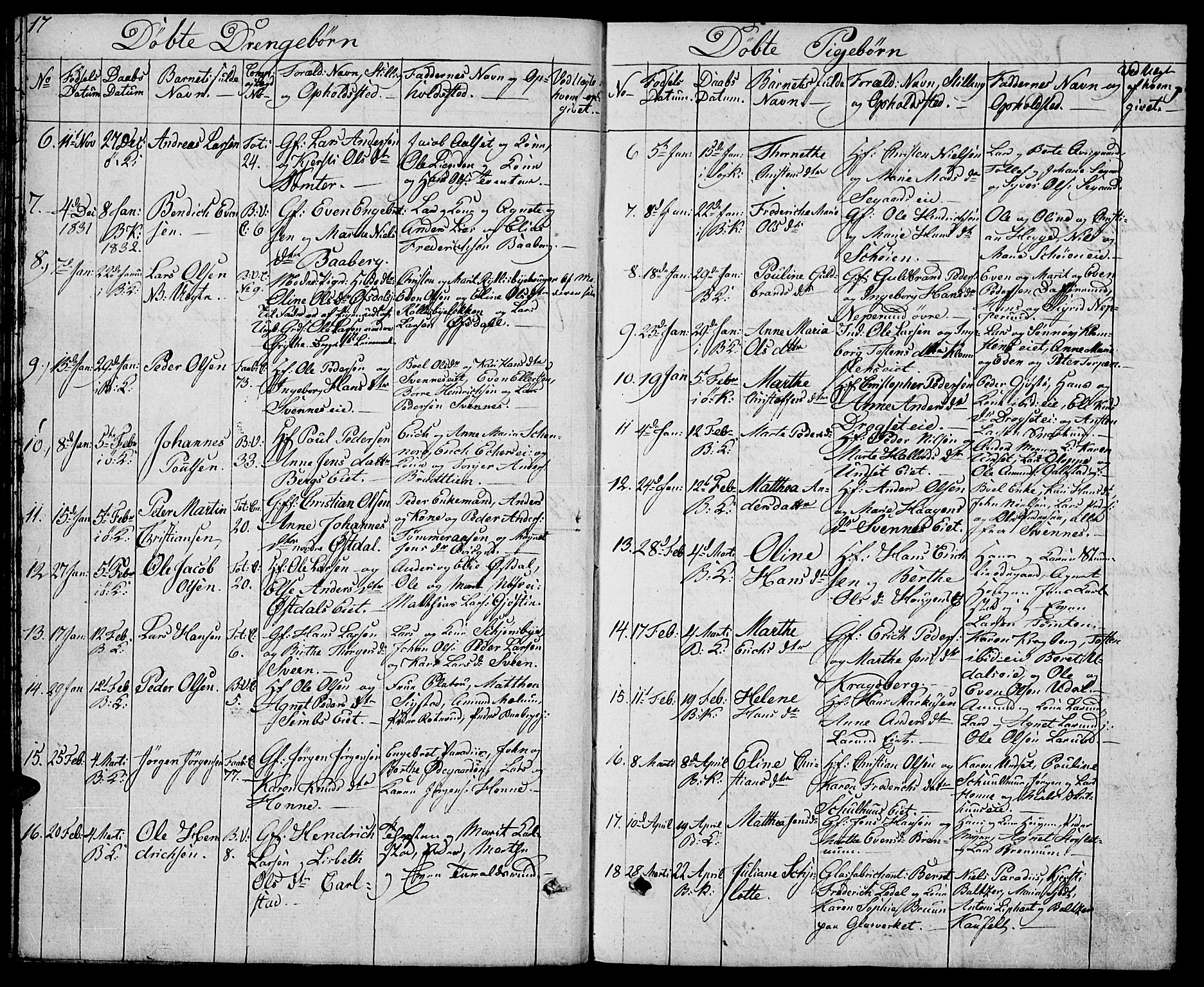 Biri prestekontor, SAH/PREST-096/H/Ha/Hab/L0002: Parish register (copy) no. 2, 1828-1842, p. 17