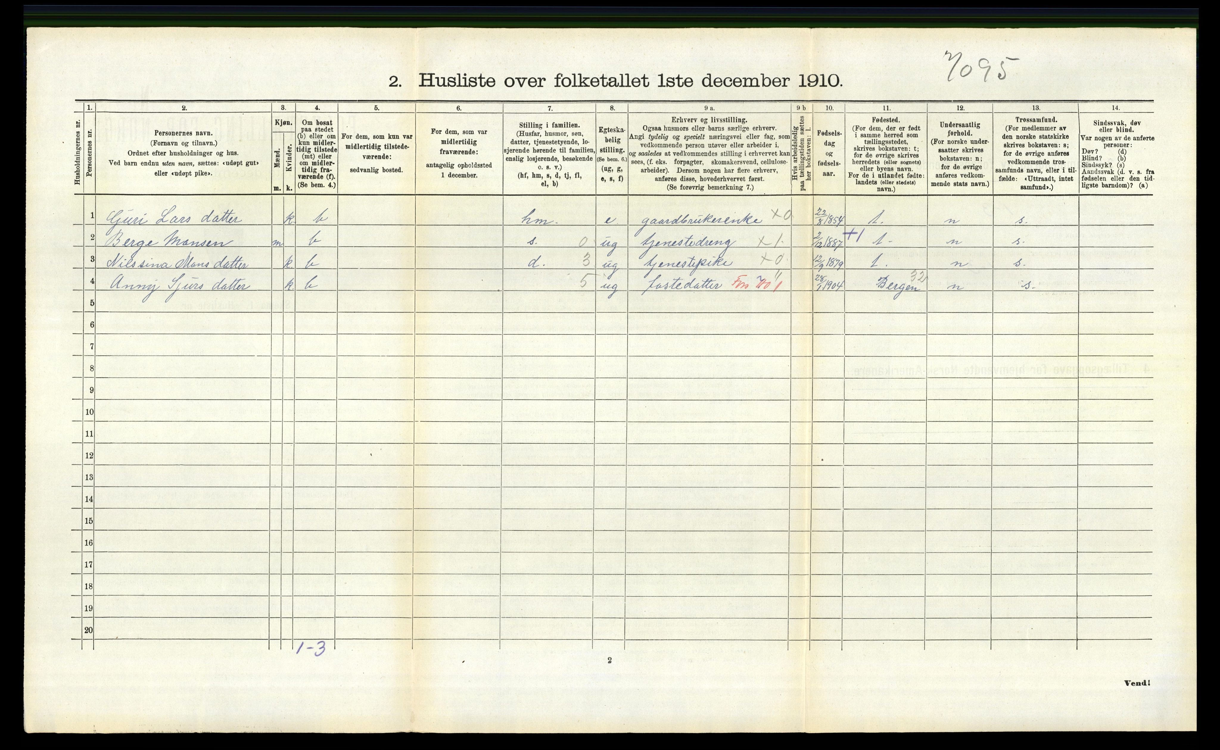 RA, 1910 census for Lindås, 1910, p. 1247