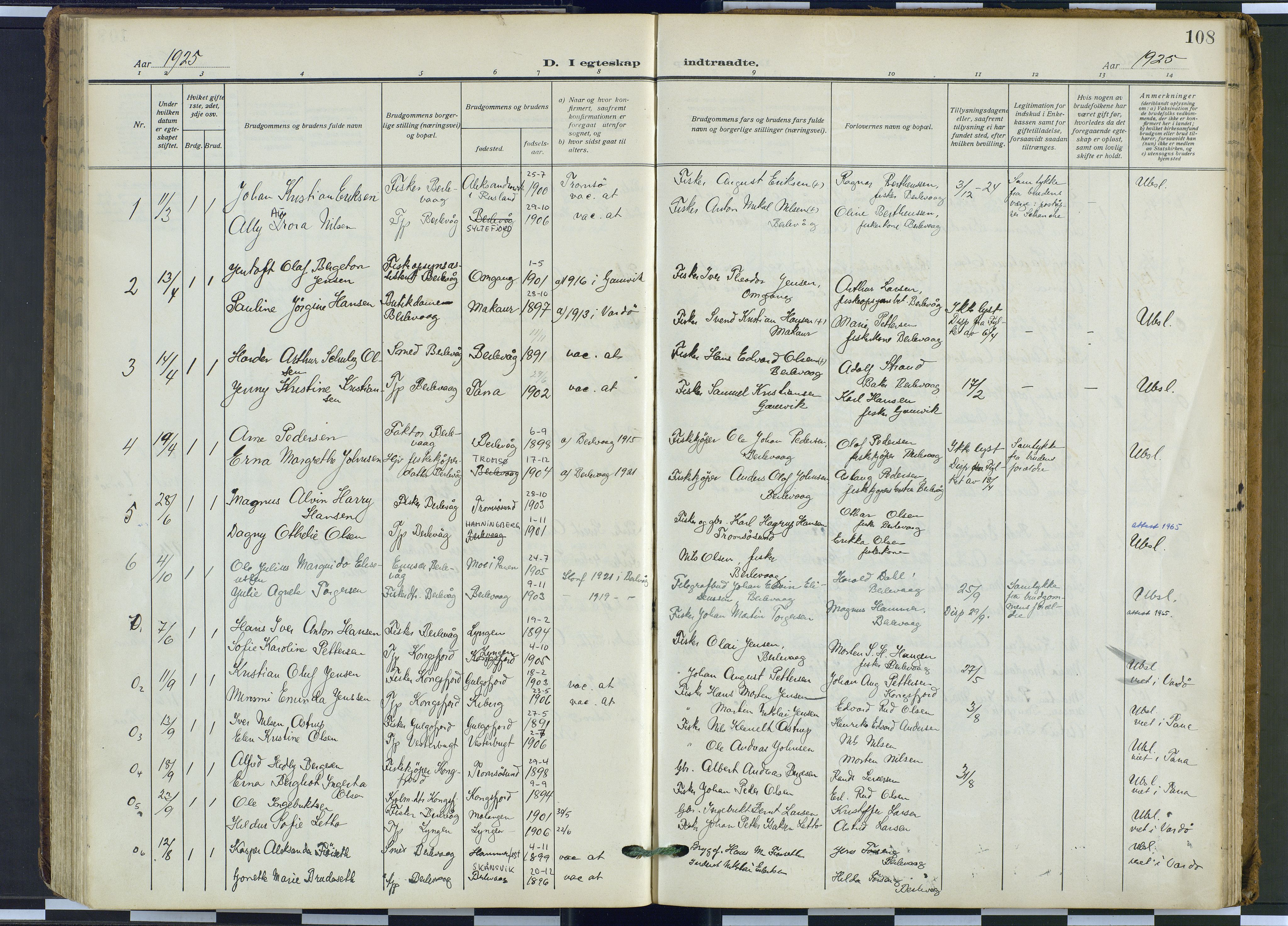Tana sokneprestkontor, SATØ/S-1334/H/Ha: Parish register (official) no. 9, 1914-1930, p. 108