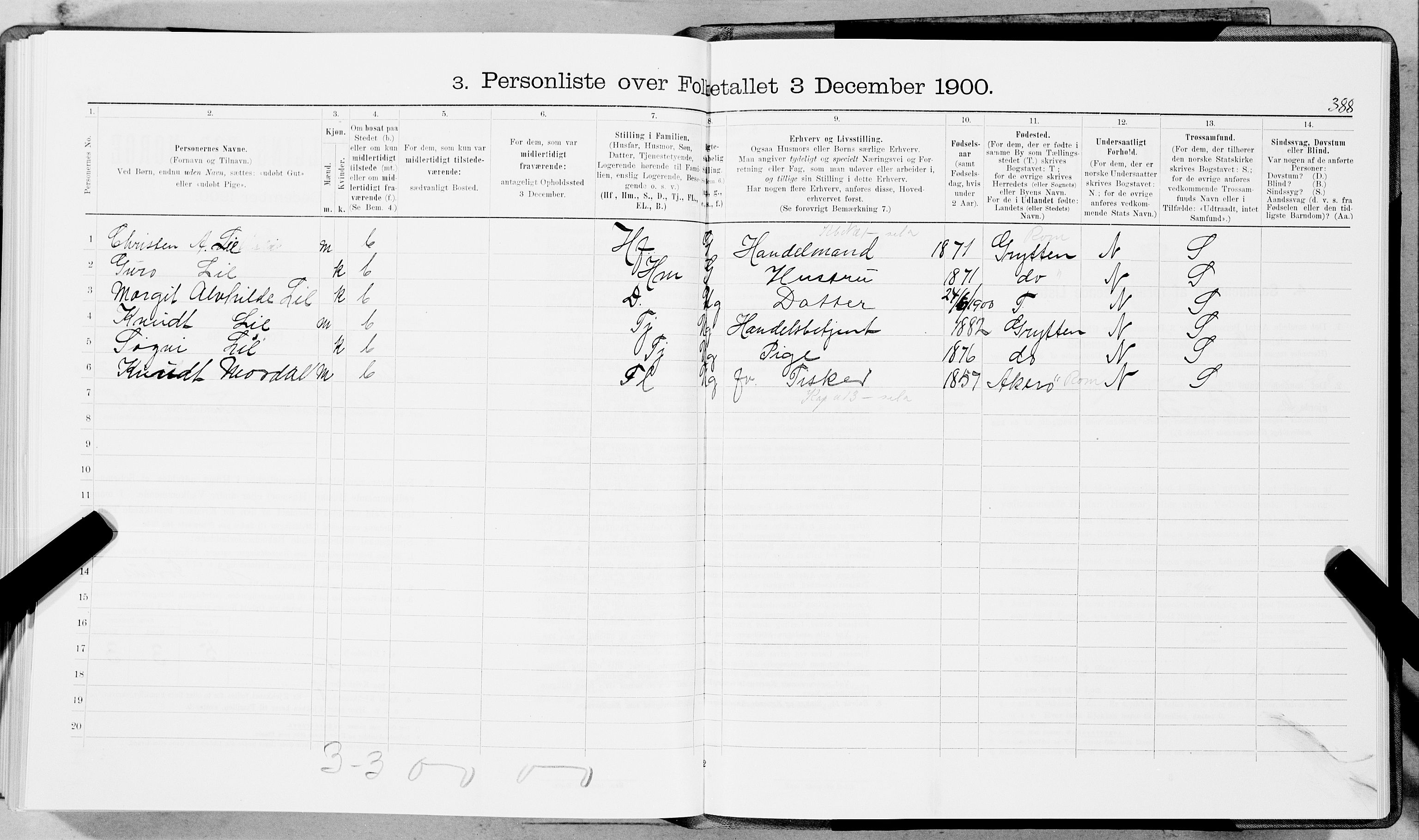 SAT, 1900 census for Trondheim, 1900, p. 4396