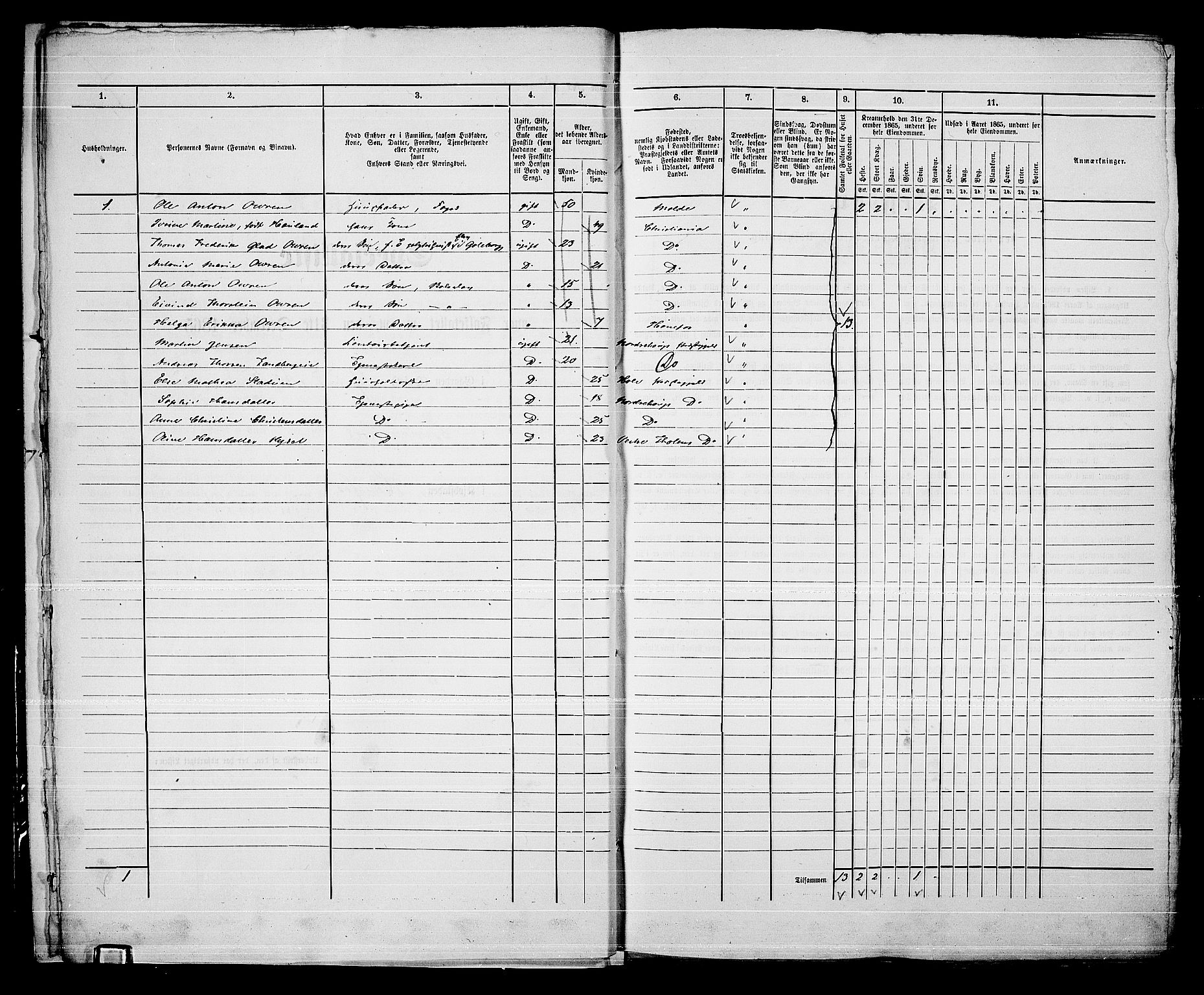 RA, 1865 census for Norderhov/Hønefoss, 1865, p. 16