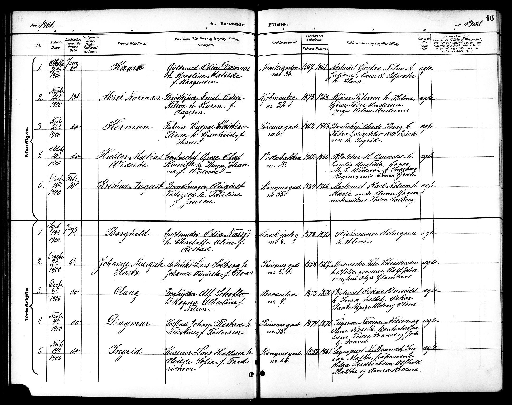 Ministerialprotokoller, klokkerbøker og fødselsregistre - Sør-Trøndelag, SAT/A-1456/601/L0094: Parish register (copy) no. 601C12, 1898-1911, p. 46