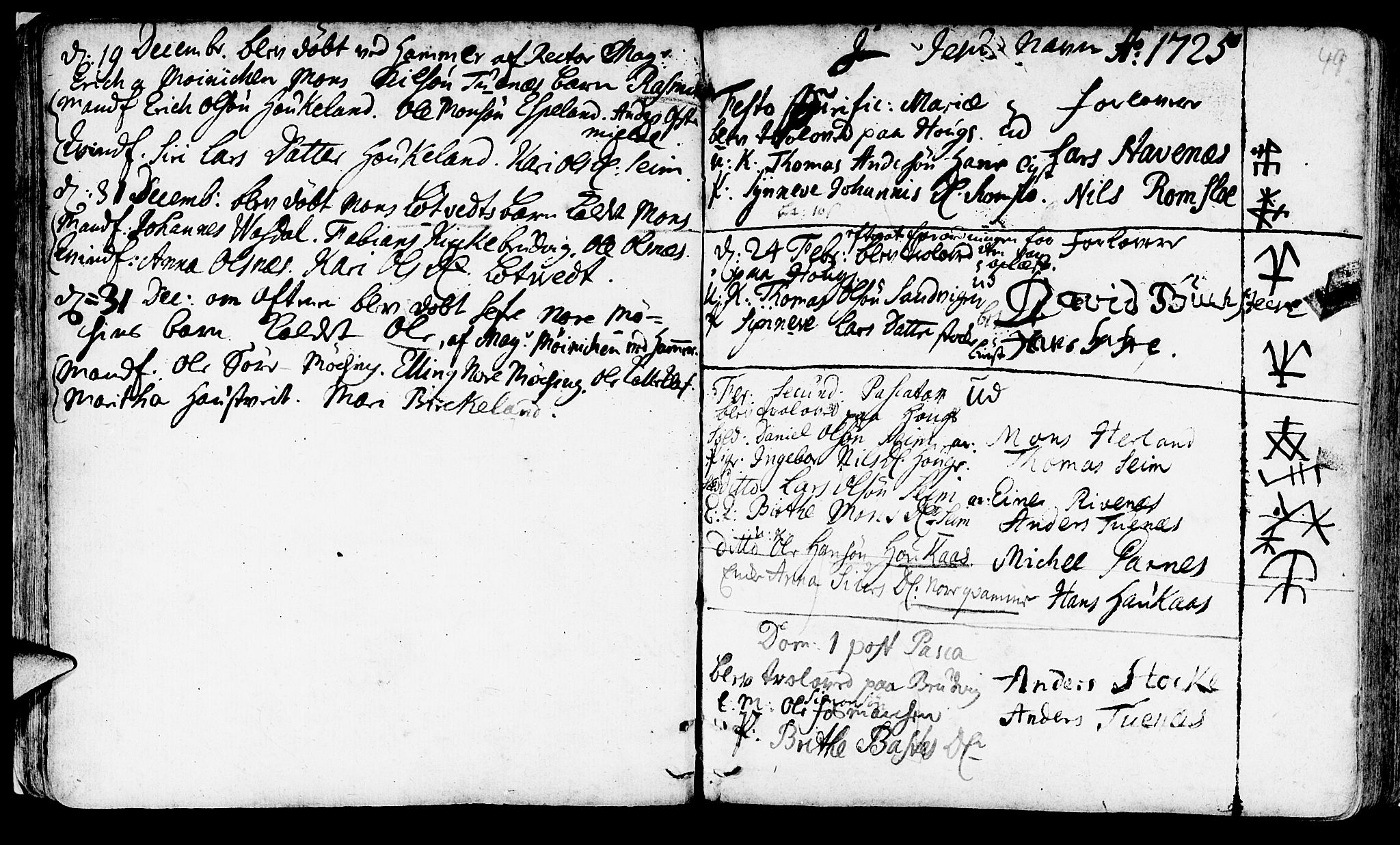 Haus sokneprestembete, AV/SAB-A-75601/H/Haa: Parish register (official) no. A 4, 1723-1733, p. 49