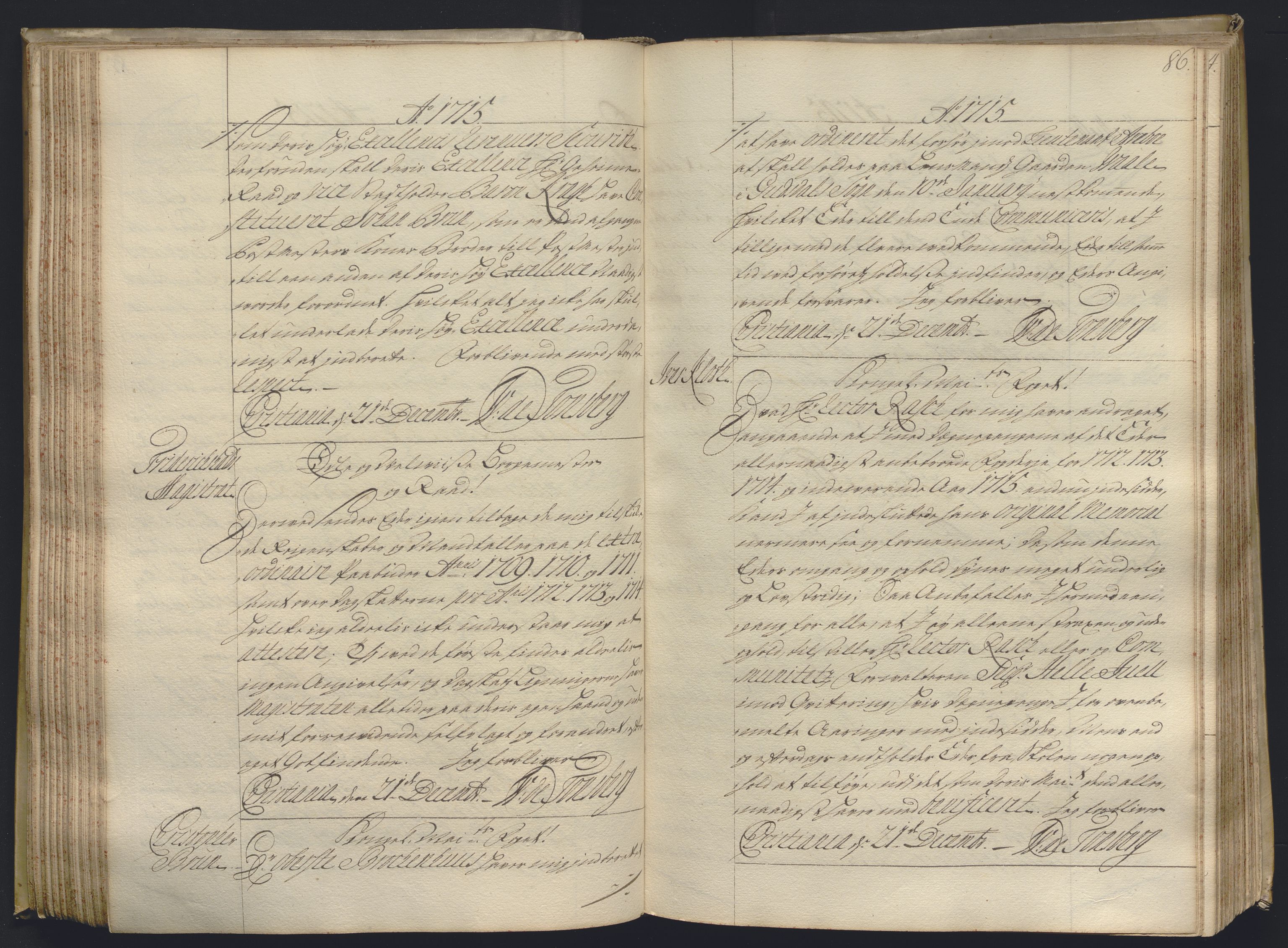 Kristiania stiftamt, AV/SAO-A-10386/B/Ba/L0004: Kopibok, 1715-1717, p. 85b-86a