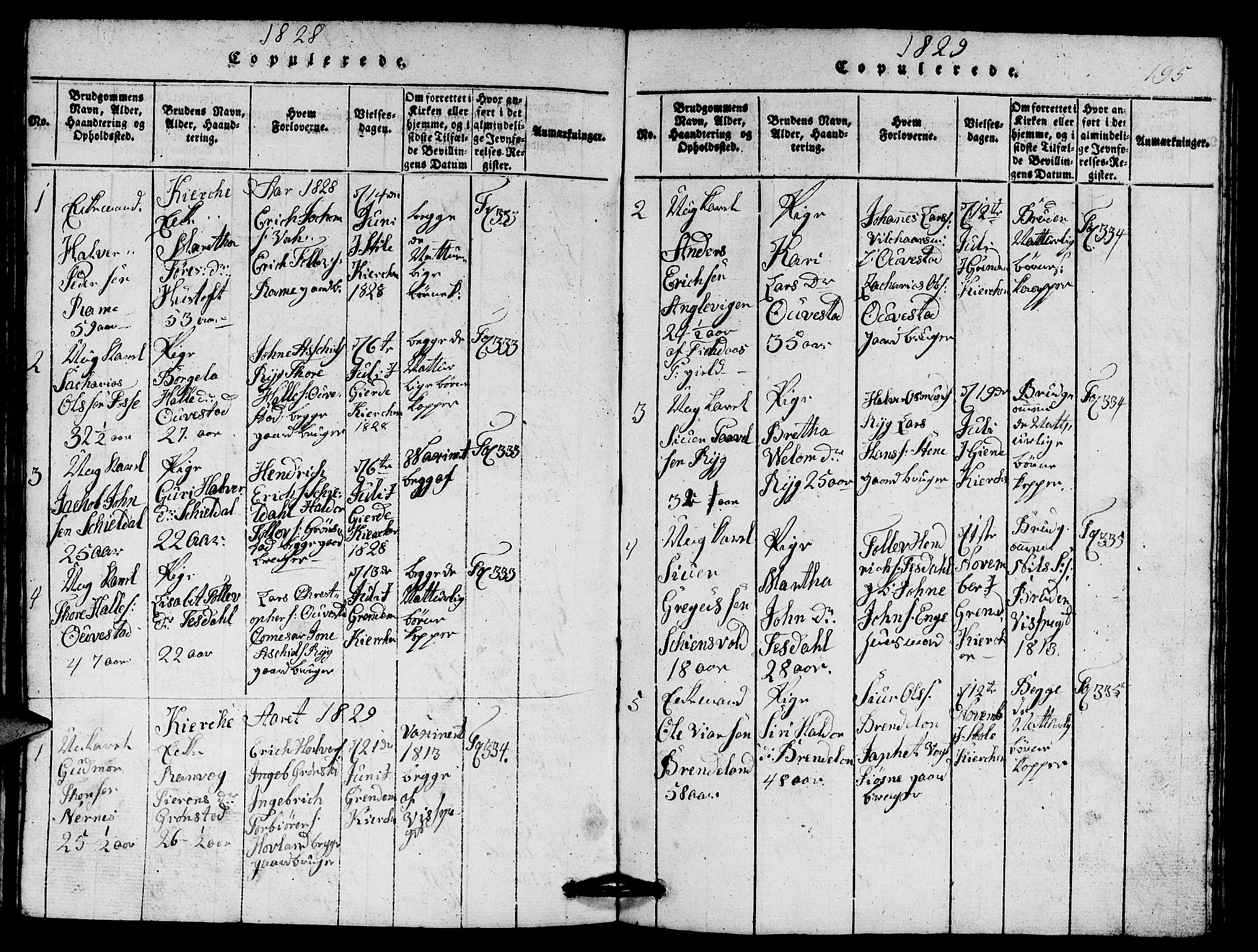 Etne sokneprestembete, SAB/A-75001/H/Hab: Parish register (copy) no. A 1, 1815-1849, p. 195