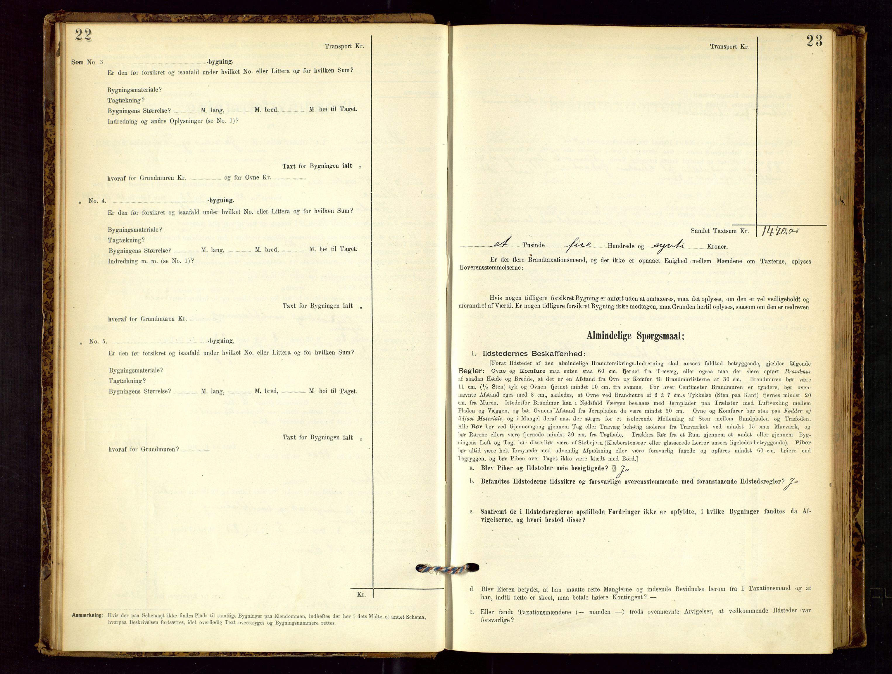 Høyland/Sandnes lensmannskontor, SAST/A-100166/Gob/L0001: "Brandtaxtprotokol", 1890-1913, p. 22-23