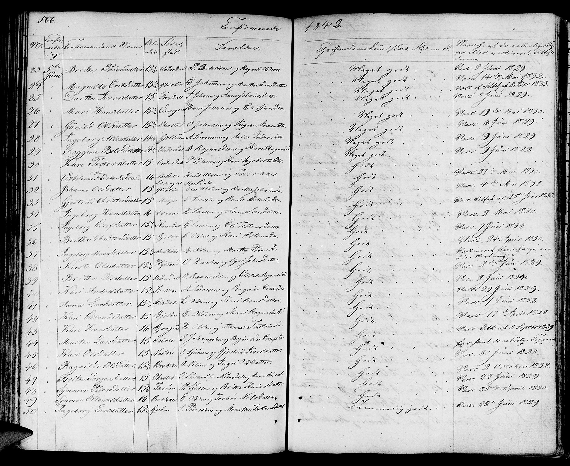 Aurland sokneprestembete, SAB/A-99937/H/Ha/Haa/L0006: Parish register (official) no. A 6, 1821-1859, p. 166