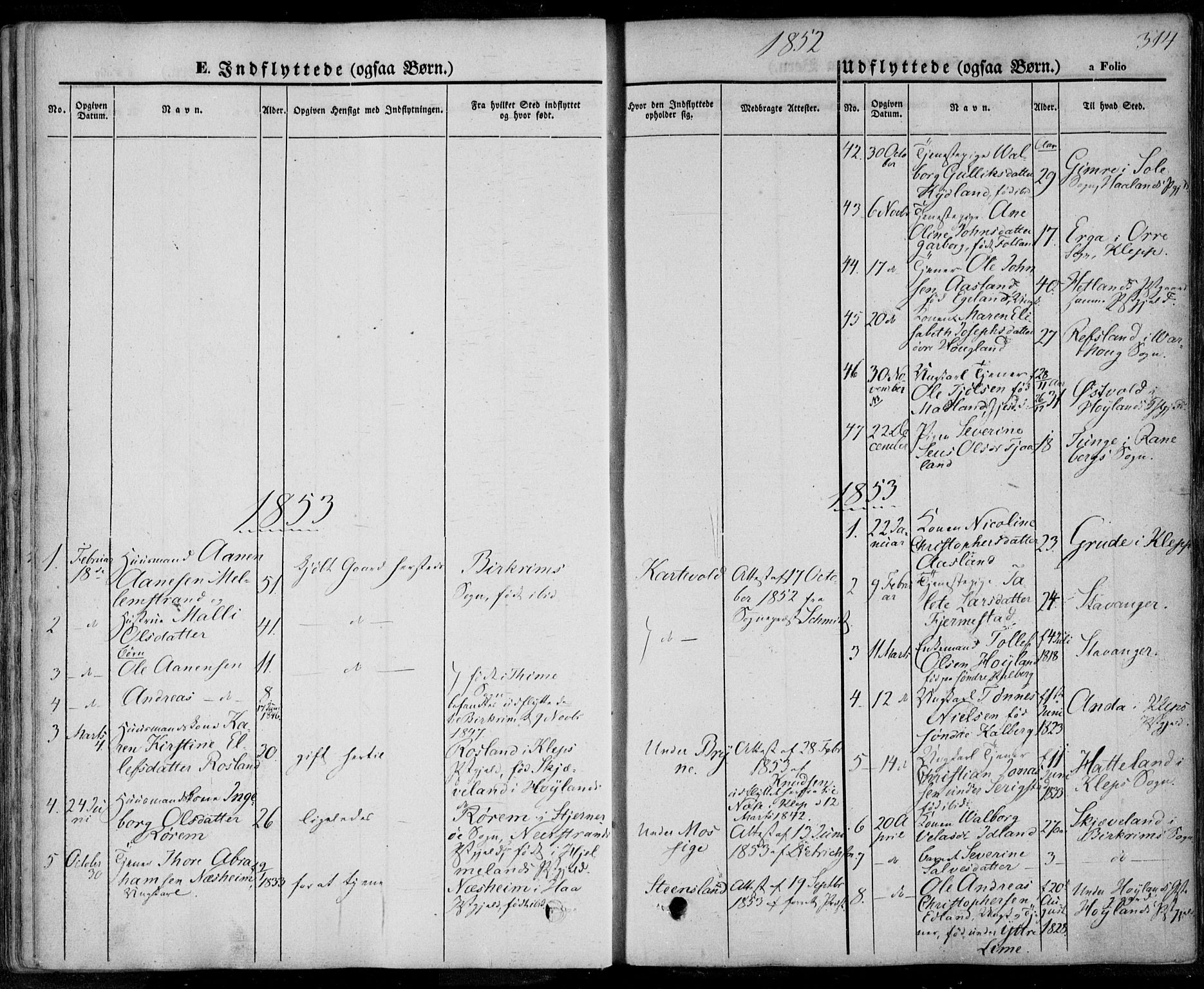 Lye sokneprestkontor, AV/SAST-A-101794/001/30BA/L0006: Parish register (official) no. A 5.2, 1842-1855, p. 314