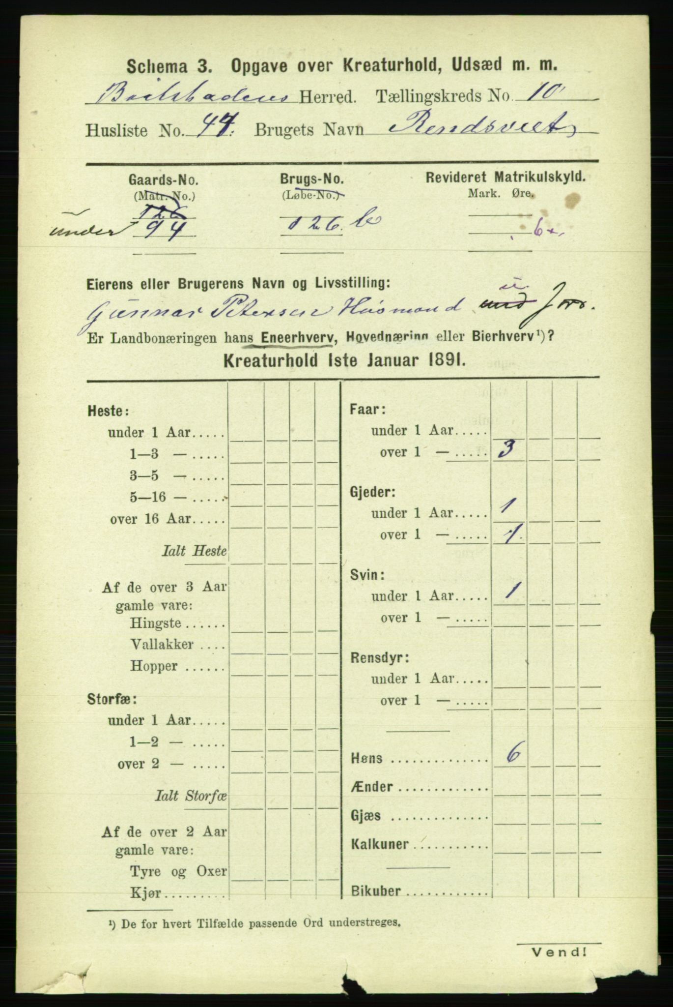 RA, 1891 census for 1727 Beitstad, 1891, p. 6271