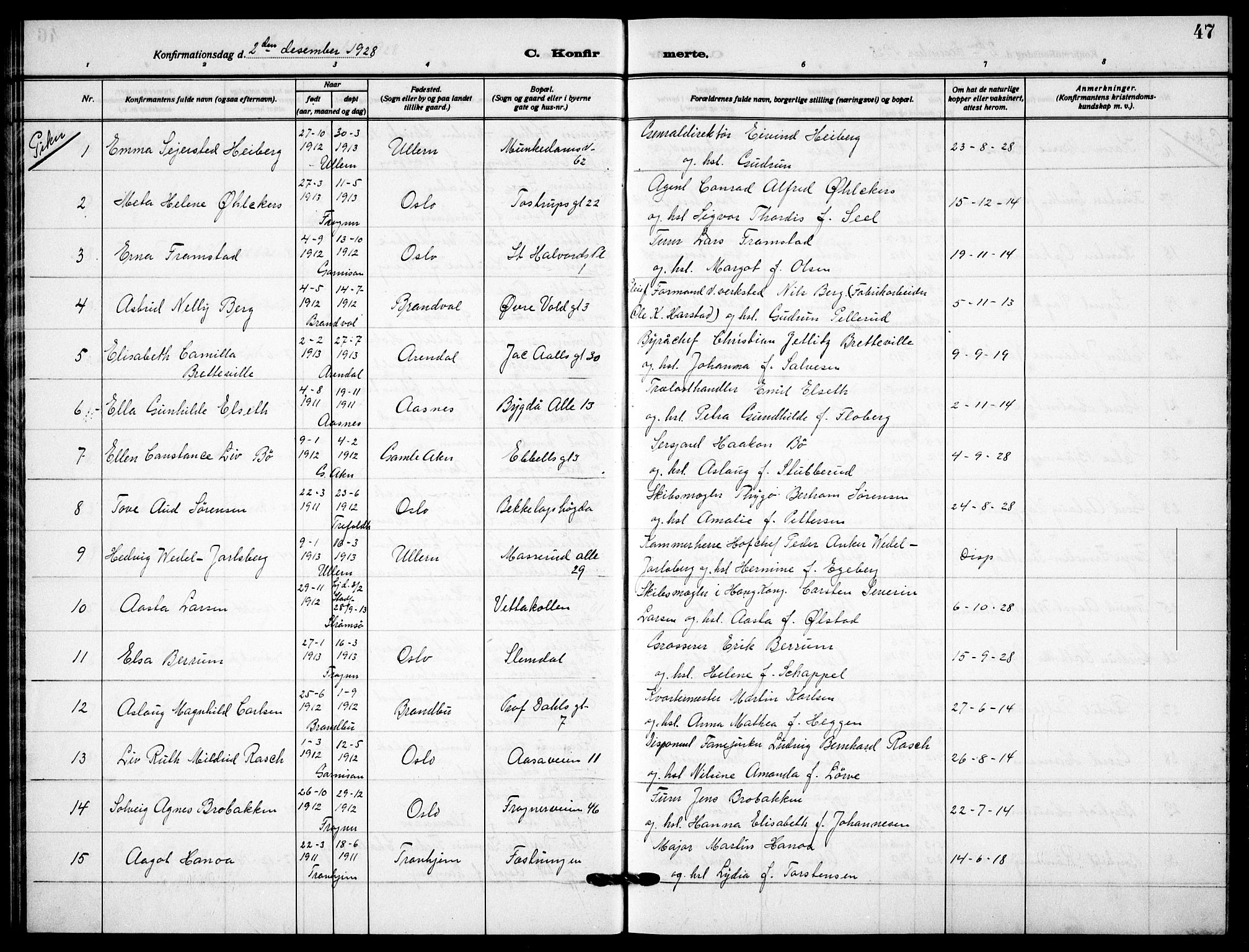 Garnisonsmenigheten Kirkebøker, AV/SAO-A-10846/F/Fa/L0017: Parish register (official) no. 17, 1926-1937, p. 47