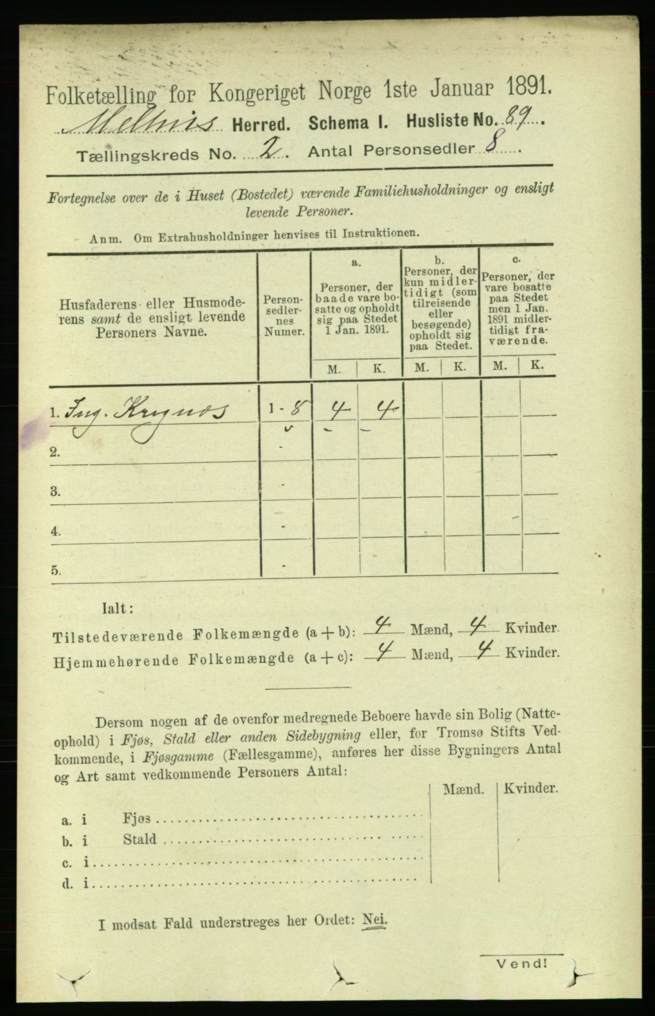 RA, 1891 census for 1653 Melhus, 1891, p. 726