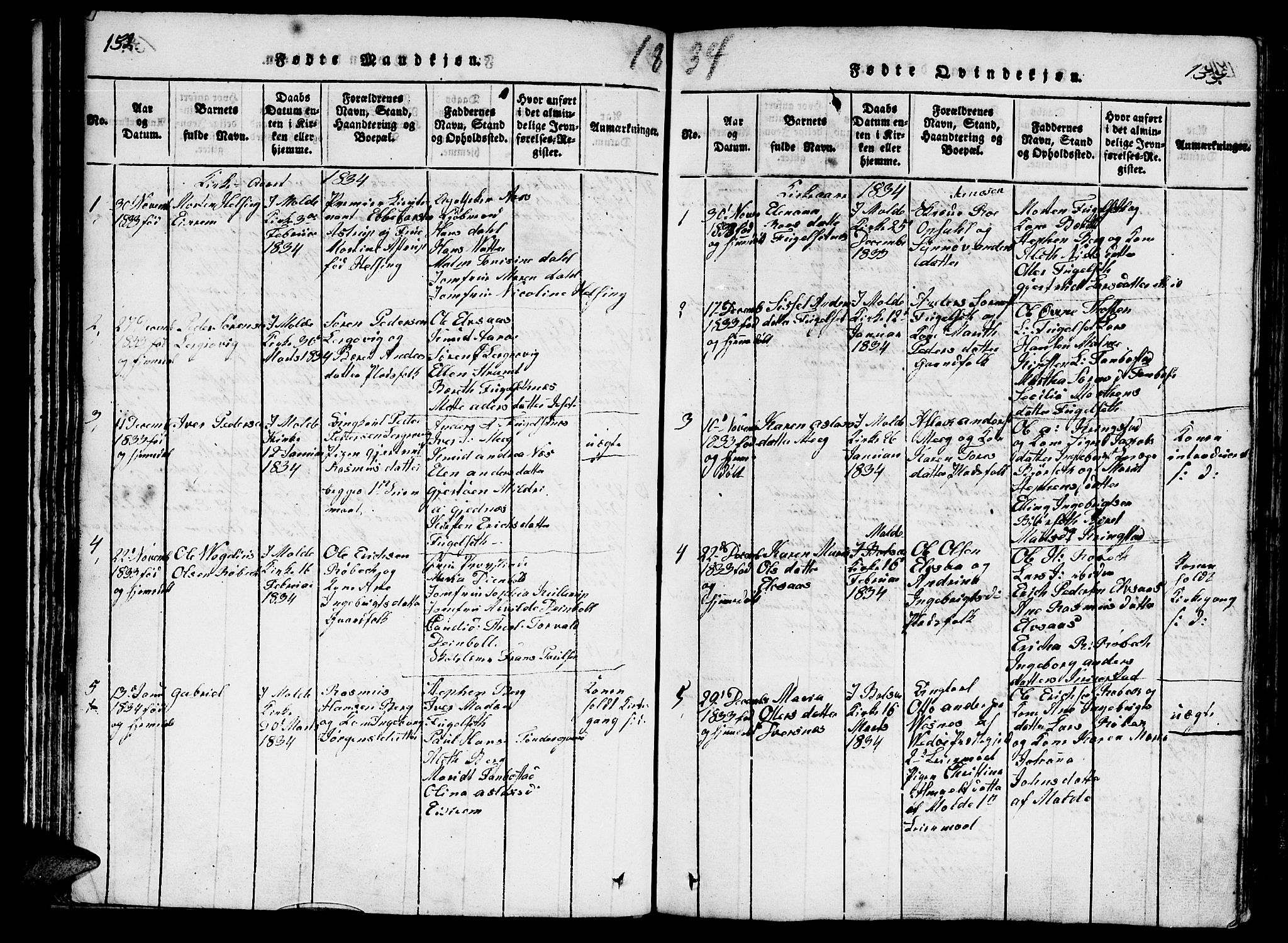 Ministerialprotokoller, klokkerbøker og fødselsregistre - Møre og Romsdal, SAT/A-1454/555/L0652: Parish register (official) no. 555A03, 1817-1843, p. 132-133