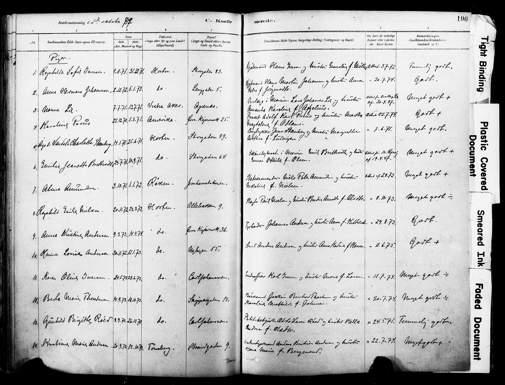 Horten kirkebøker, AV/SAKO-A-348/F/Fa/L0003: Parish register (official) no. 3, 1878-1887, p. 196