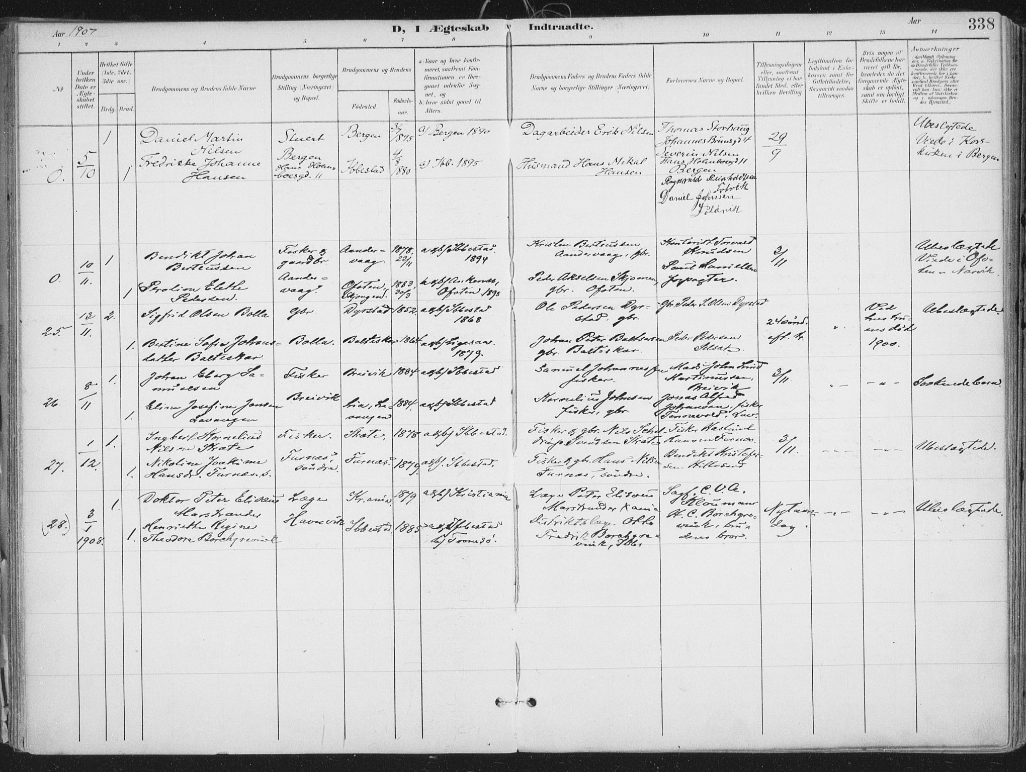 Ibestad sokneprestembete, SATØ/S-0077/H/Ha/Haa/L0017kirke: Parish register (official) no. 17, 1901-1914, p. 338