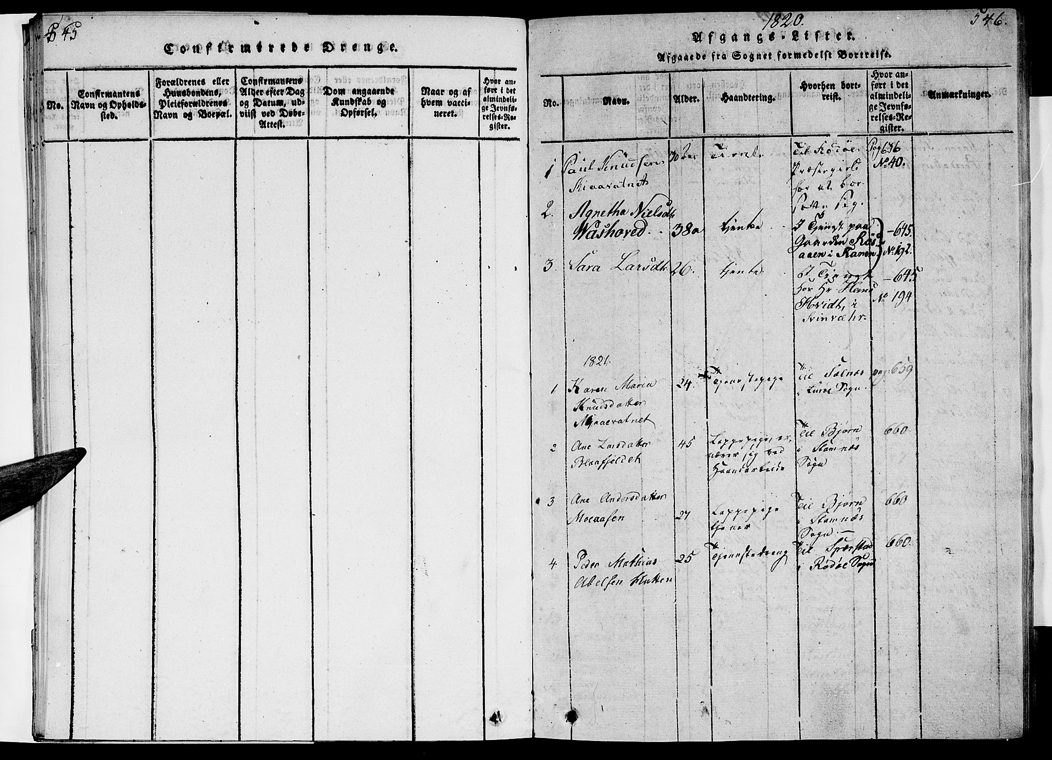 Ministerialprotokoller, klokkerbøker og fødselsregistre - Nordland, AV/SAT-A-1459/820/L0288: Parish register (official) no. 820A09, 1820-1825, p. 545-546