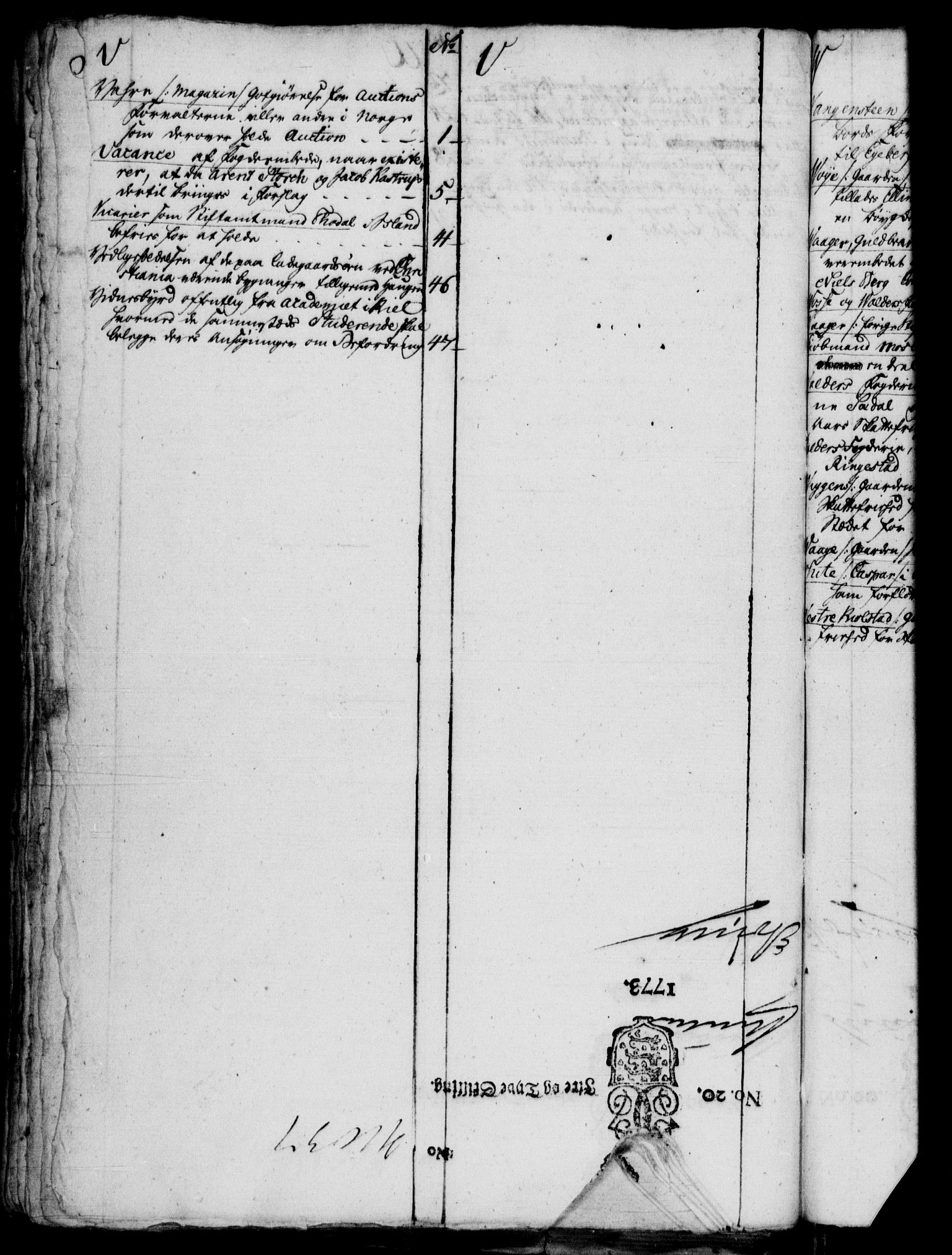 Rentekammeret, Kammerkanselliet, RA/EA-3111/G/Gf/Gfb/L0010: Register til norske relasjons- og resolusjonsprotokoller (merket RK 52.105), 1775-1780, p. 48