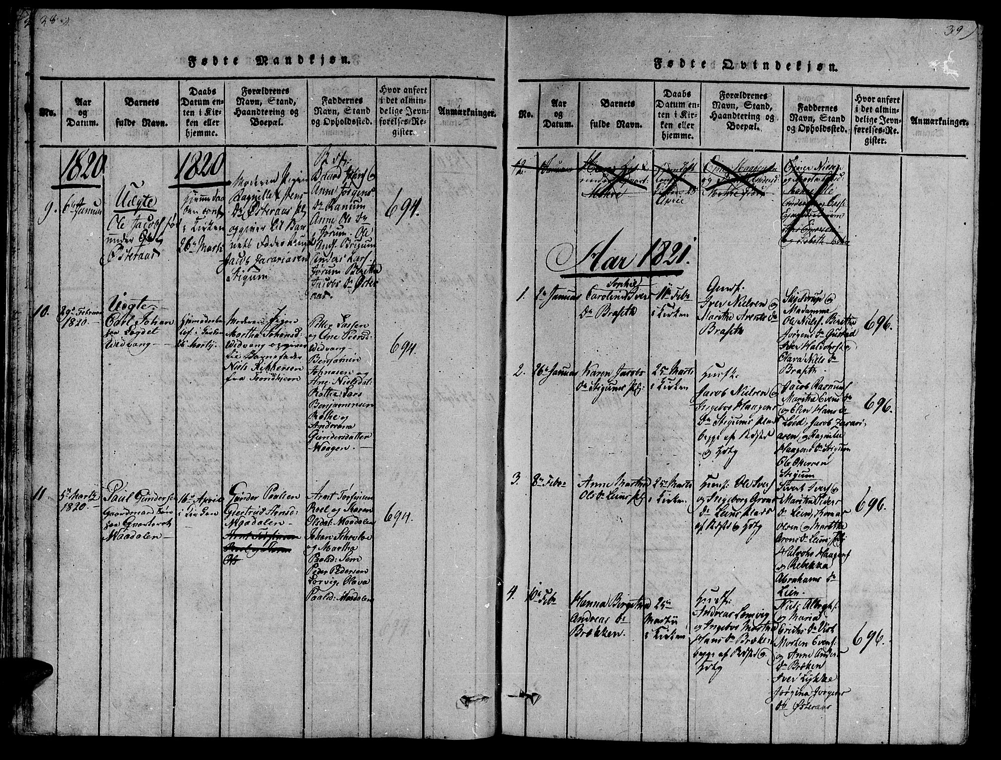 Ministerialprotokoller, klokkerbøker og fødselsregistre - Nord-Trøndelag, SAT/A-1458/735/L0333: Parish register (official) no. 735A04 /1, 1816-1824, p. 38-39