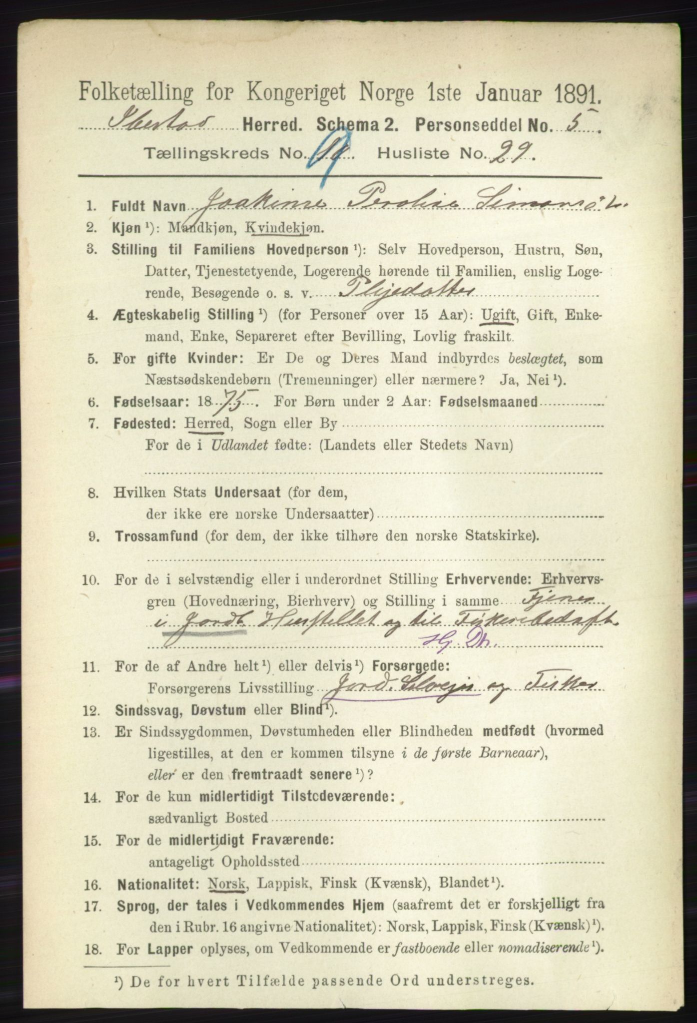 RA, 1891 census for 1917 Ibestad, 1891, p. 6150