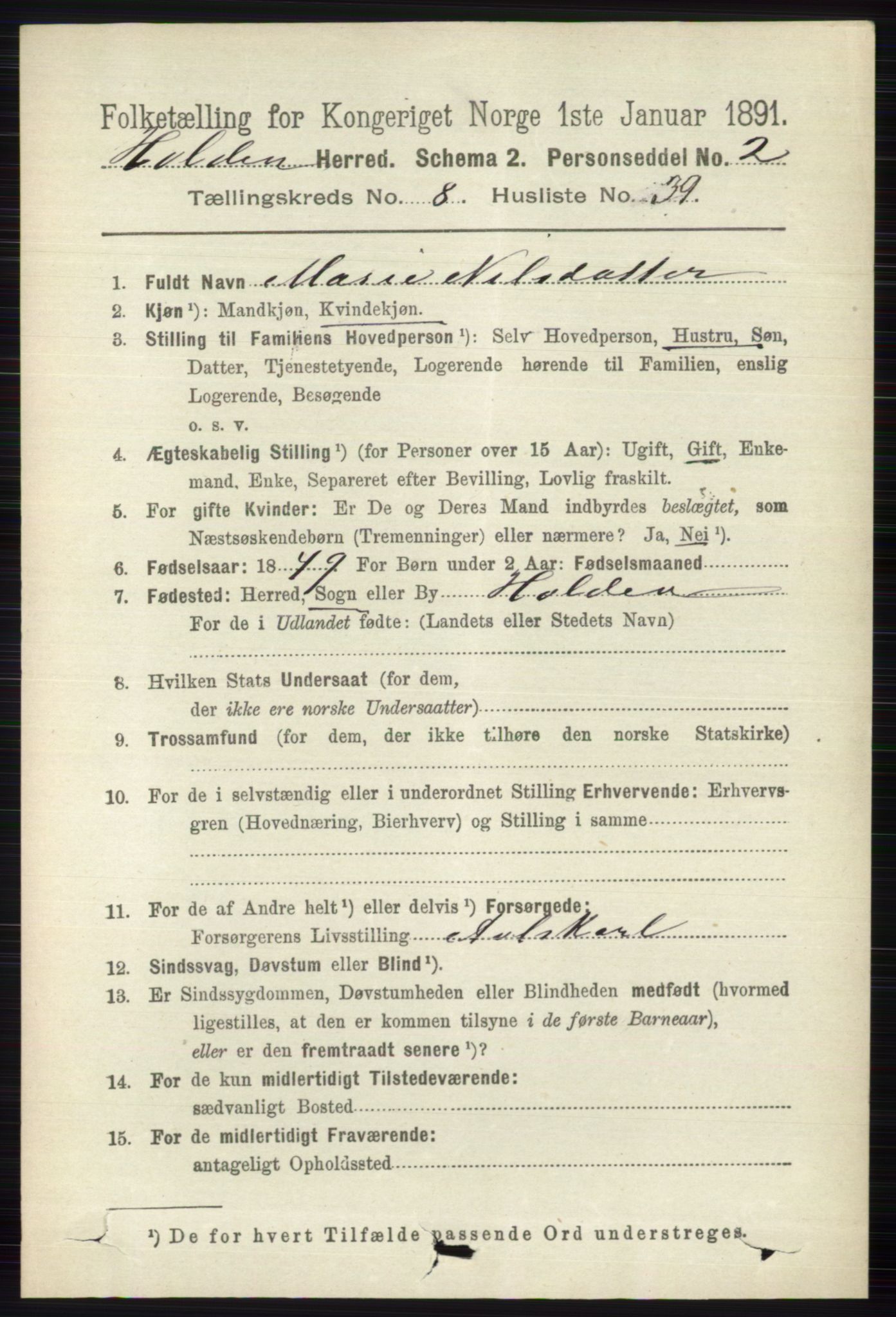 RA, 1891 census for 0819 Holla, 1891, p. 4043