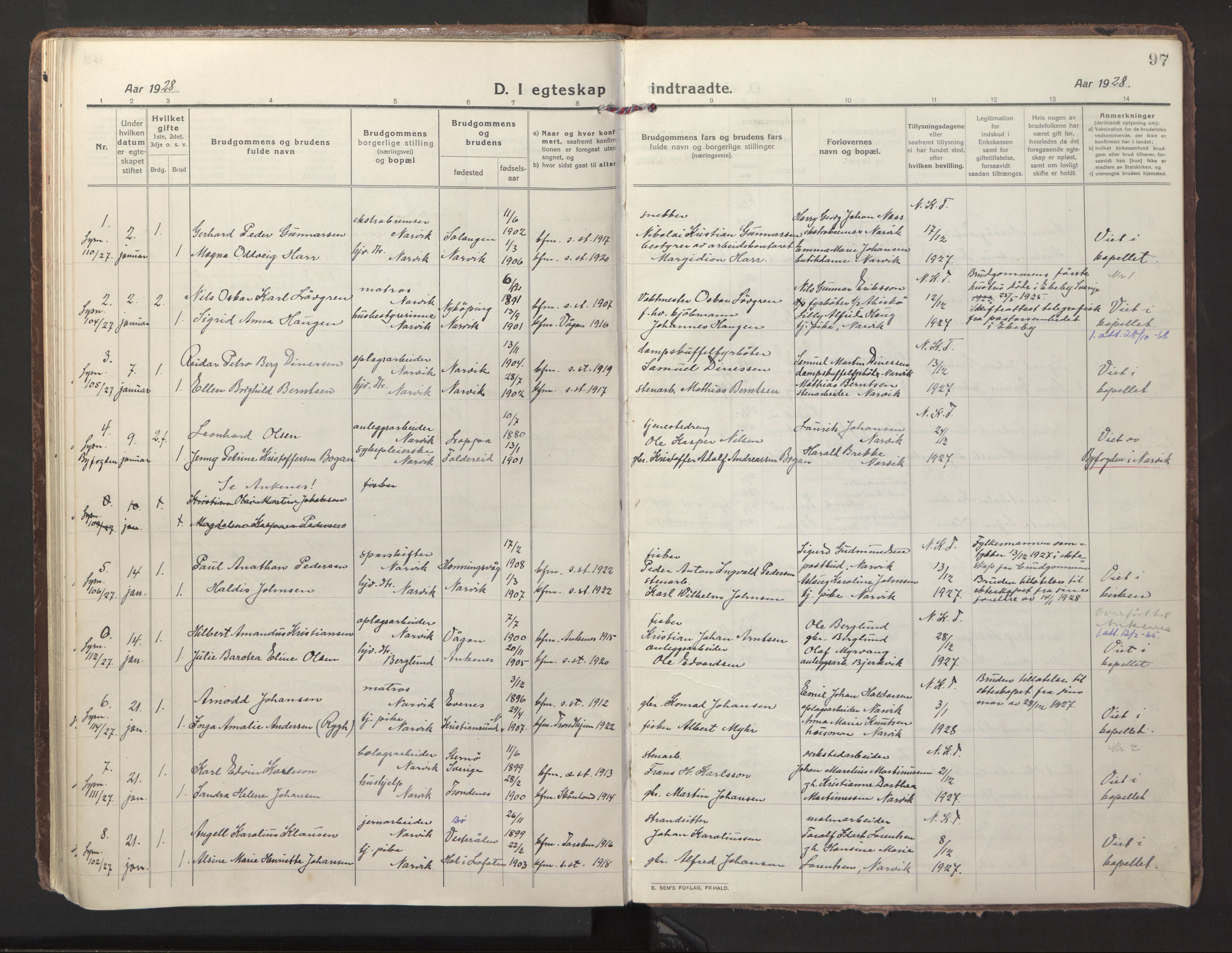 Ministerialprotokoller, klokkerbøker og fødselsregistre - Nordland, AV/SAT-A-1459/871/L1002: Parish register (official) no. 871A18, 1917-1926, p. 97