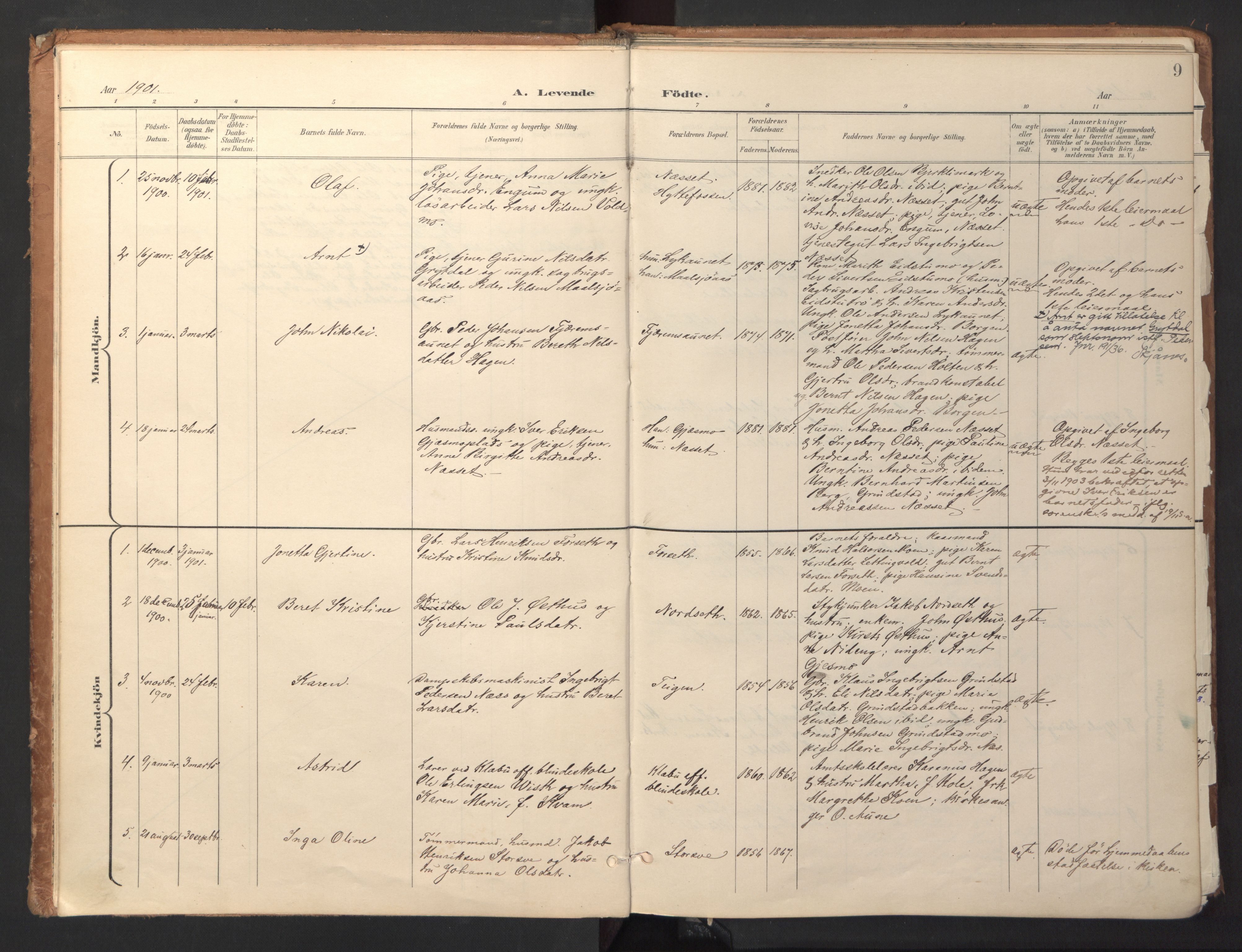Ministerialprotokoller, klokkerbøker og fødselsregistre - Sør-Trøndelag, SAT/A-1456/618/L0448: Parish register (official) no. 618A11, 1898-1916, p. 9