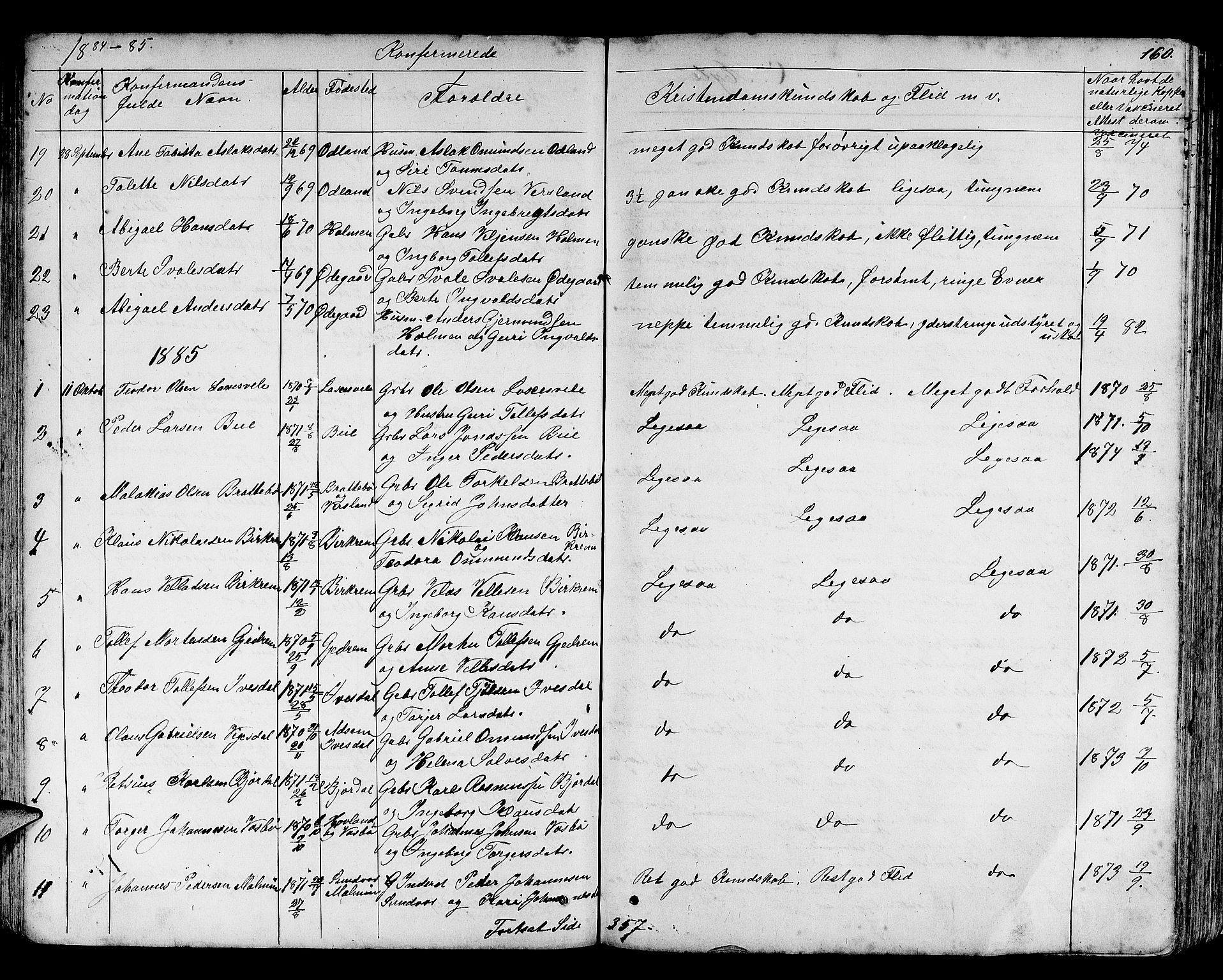 Helleland sokneprestkontor, SAST/A-101810: Parish register (copy) no. B 3, 1847-1886, p. 160