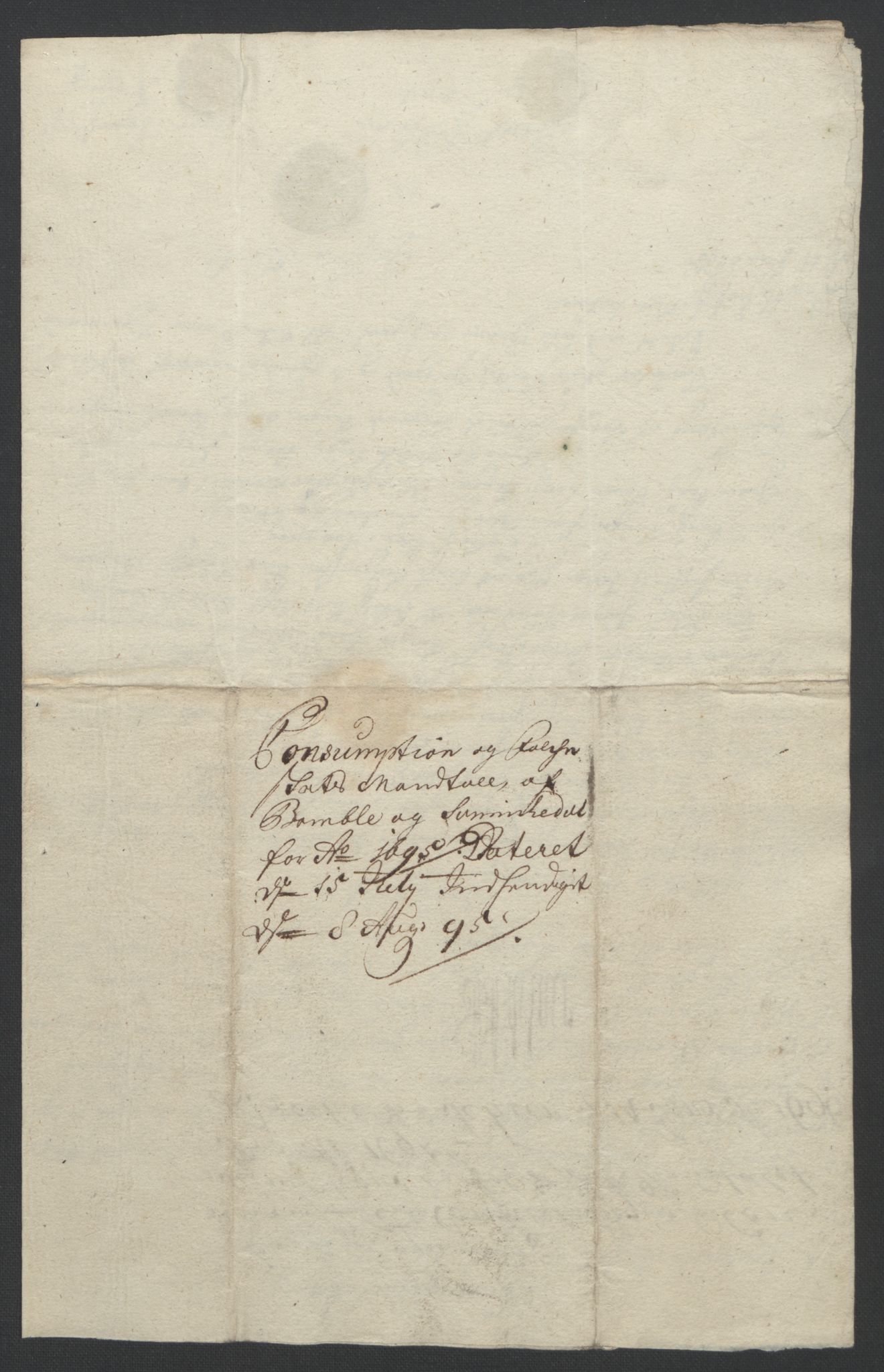 Rentekammeret inntil 1814, Reviderte regnskaper, Fogderegnskap, RA/EA-4092/R36/L2093: Fogderegnskap Øvre og Nedre Telemark og Bamble, 1695, p. 470