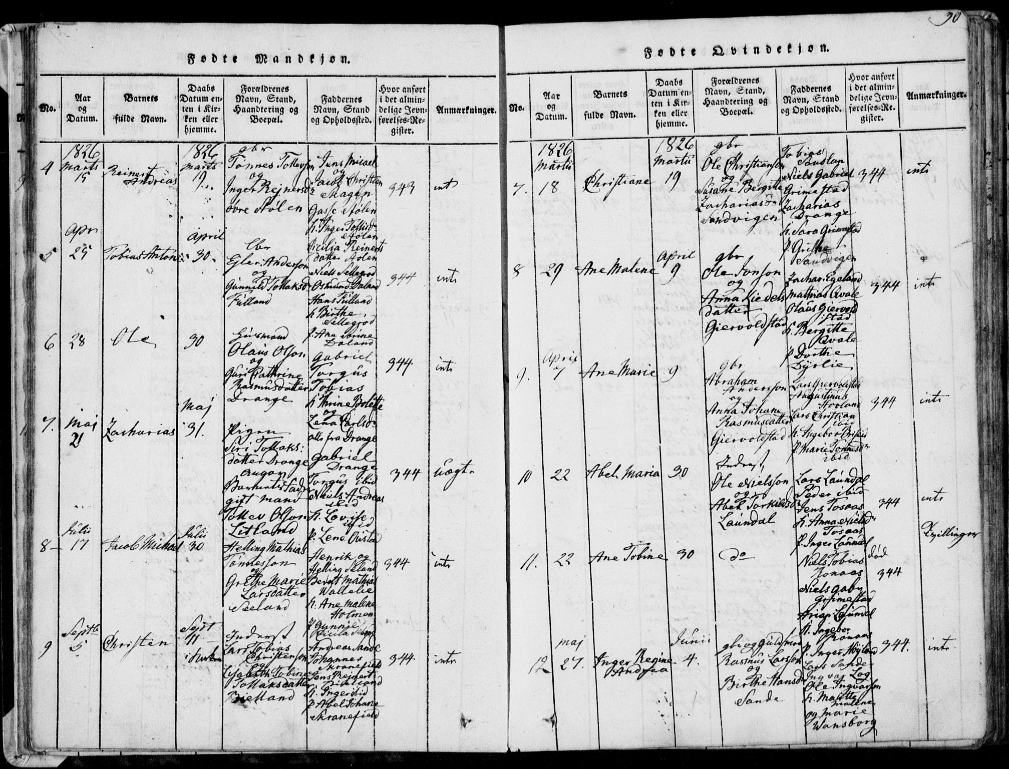 Herad sokneprestkontor, AV/SAK-1111-0018/F/Fa/Faa/L0003: Parish register (official) no. A 3, 1816-1844, p. 30