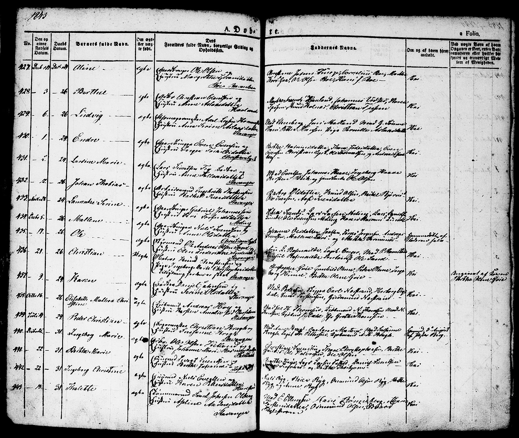 Domkirken sokneprestkontor, AV/SAST-A-101812/001/30/30BA/L0011: Parish register (official) no. A 11, 1832-1856