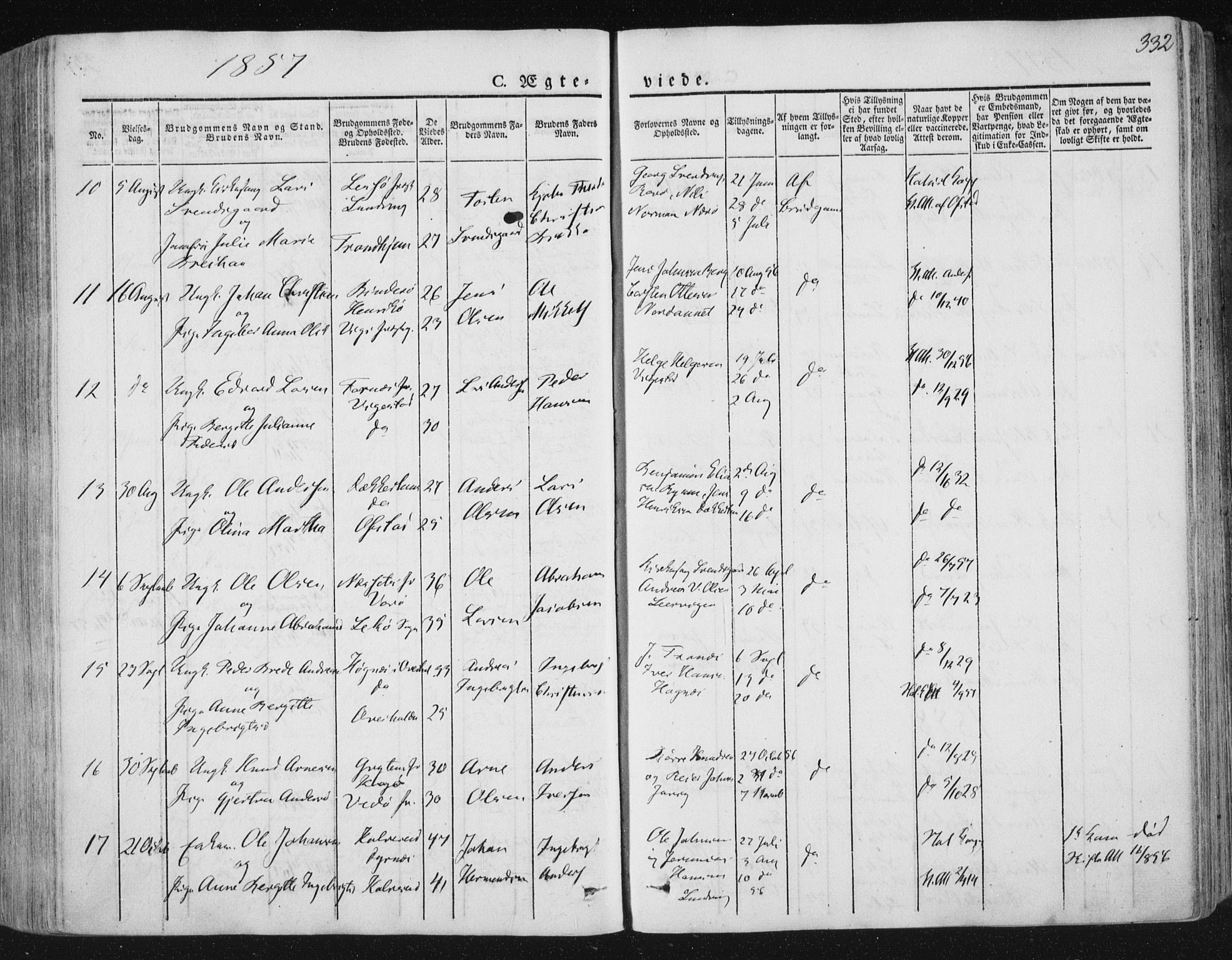 Ministerialprotokoller, klokkerbøker og fødselsregistre - Nord-Trøndelag, AV/SAT-A-1458/784/L0669: Parish register (official) no. 784A04, 1829-1859, p. 332