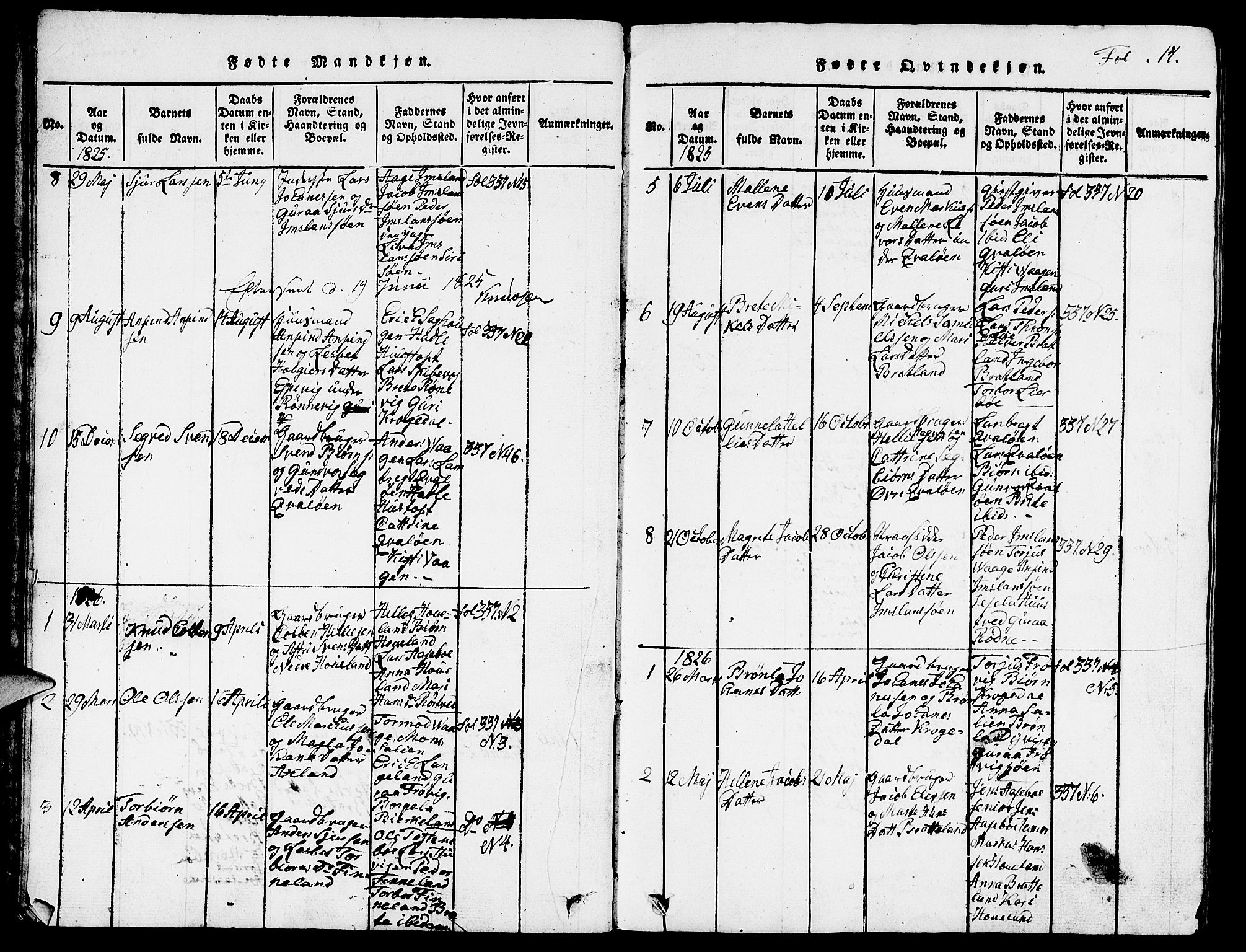 Vikedal sokneprestkontor, AV/SAST-A-101840/01/V: Parish register (copy) no. B 3, 1816-1867, p. 14