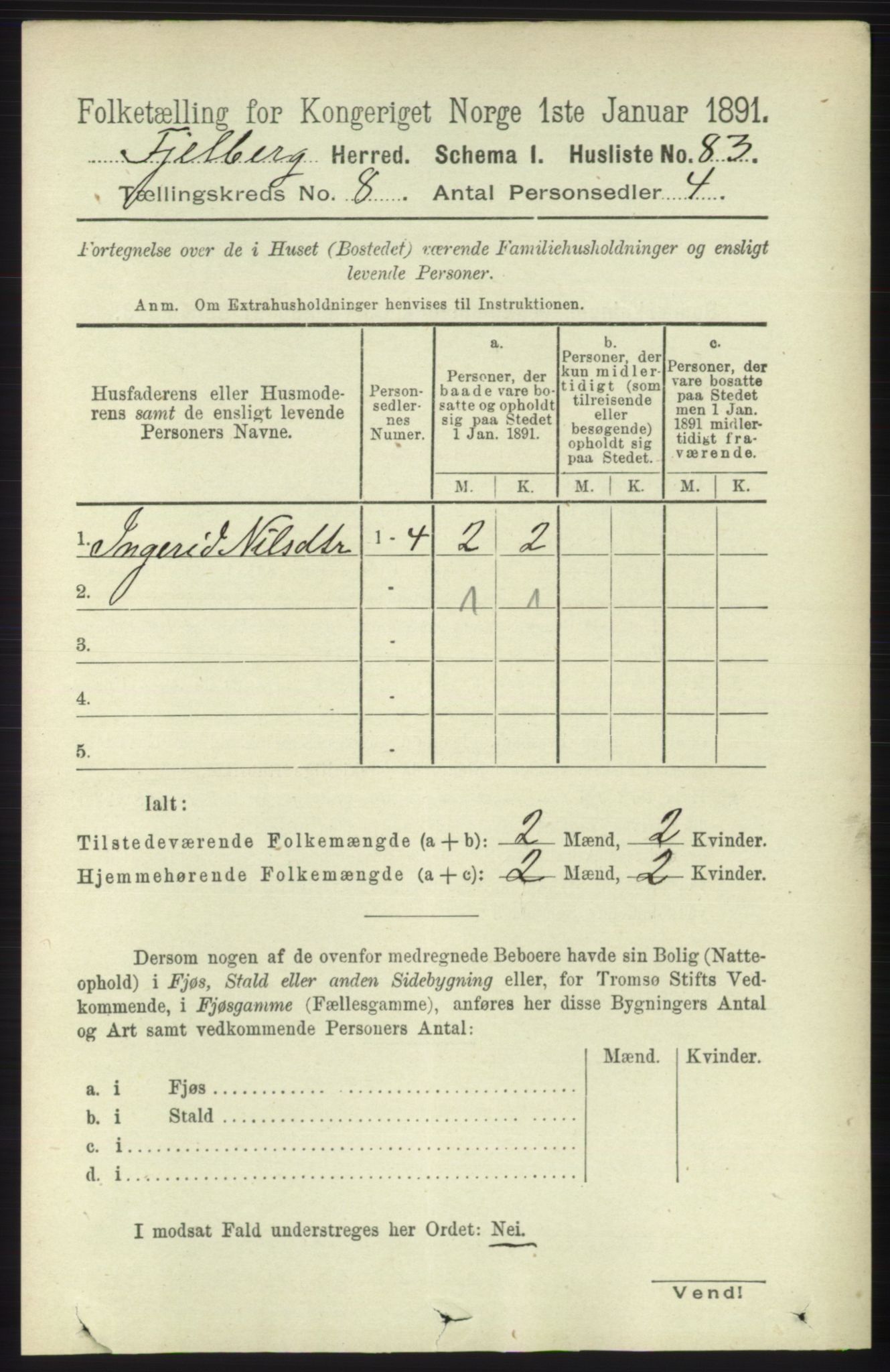 RA, 1891 census for 1213 Fjelberg, 1891, p. 2951