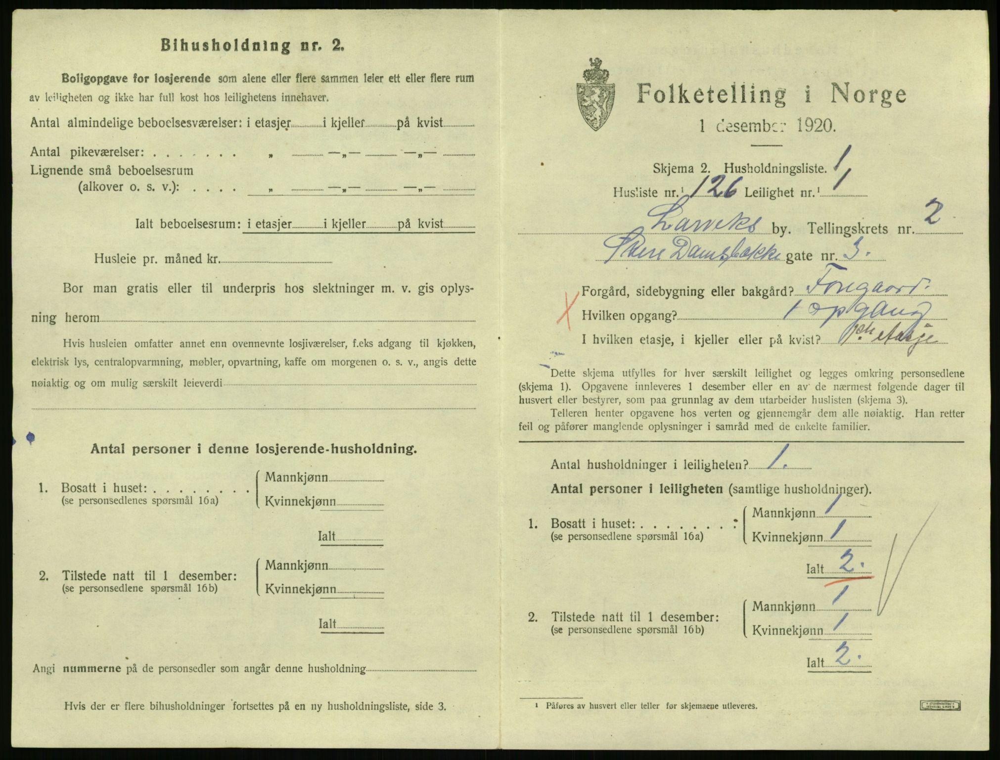 SAKO, 1920 census for Larvik, 1920, p. 3846