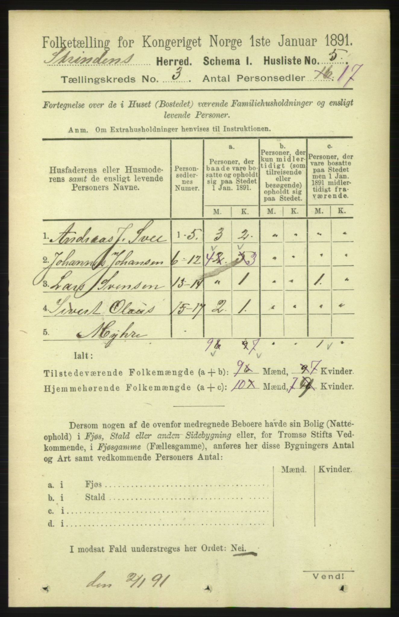 RA, 1891 census for 1660 Strinda, 1891, p. 1914