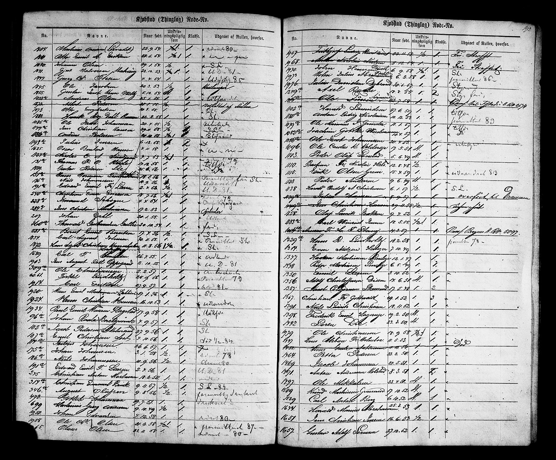 Oslo mønstringskontor, AV/SAO-A-10569g/F/Fc/Fcc/L0001: Utskrivningsregisterrulle, 1860-1890, p. 166