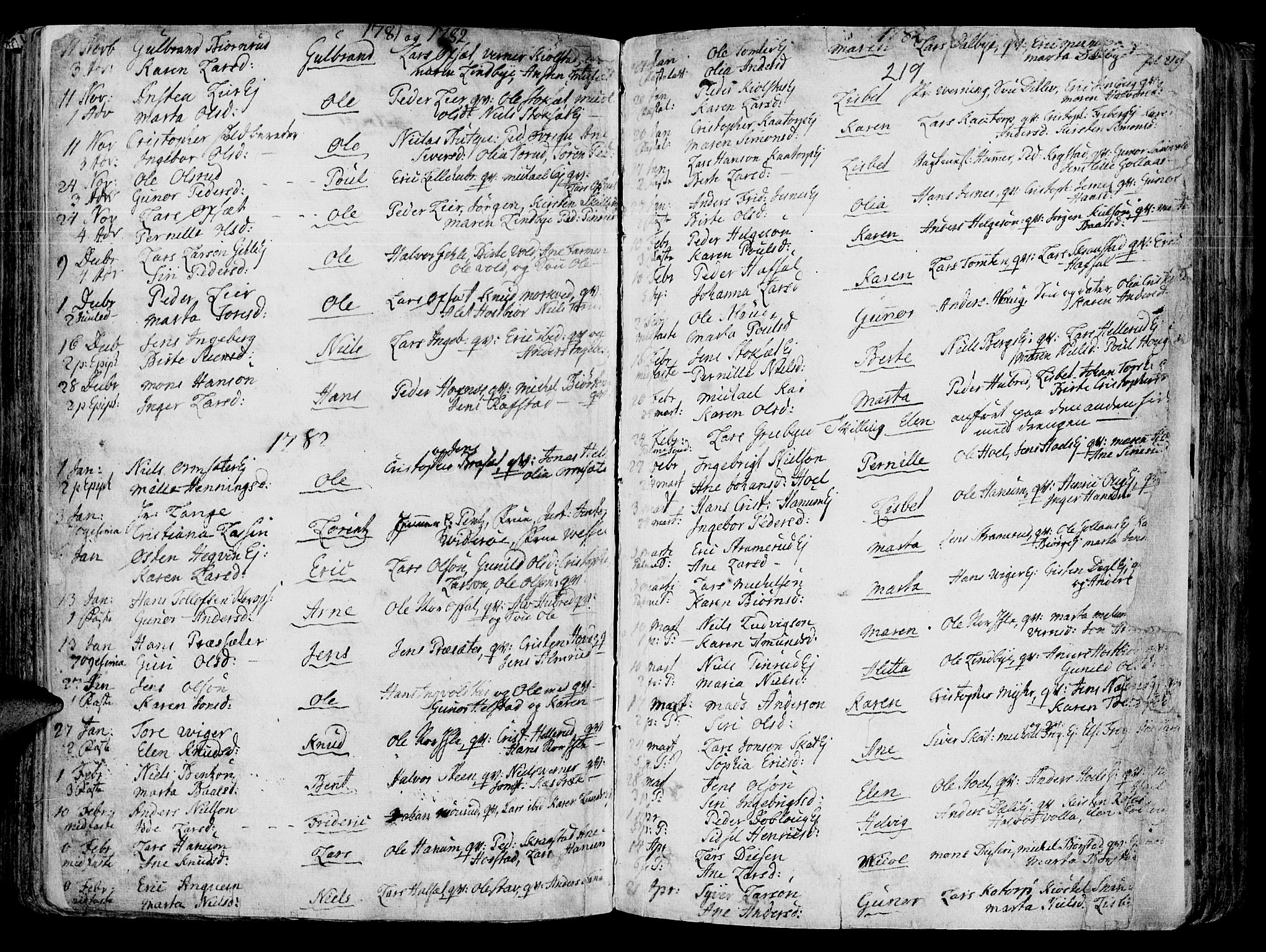 Vang prestekontor, Hedmark, SAH/PREST-008/H/Ha/Haa/L0003: Parish register (official) no. 3, 1734-1809, p. 219