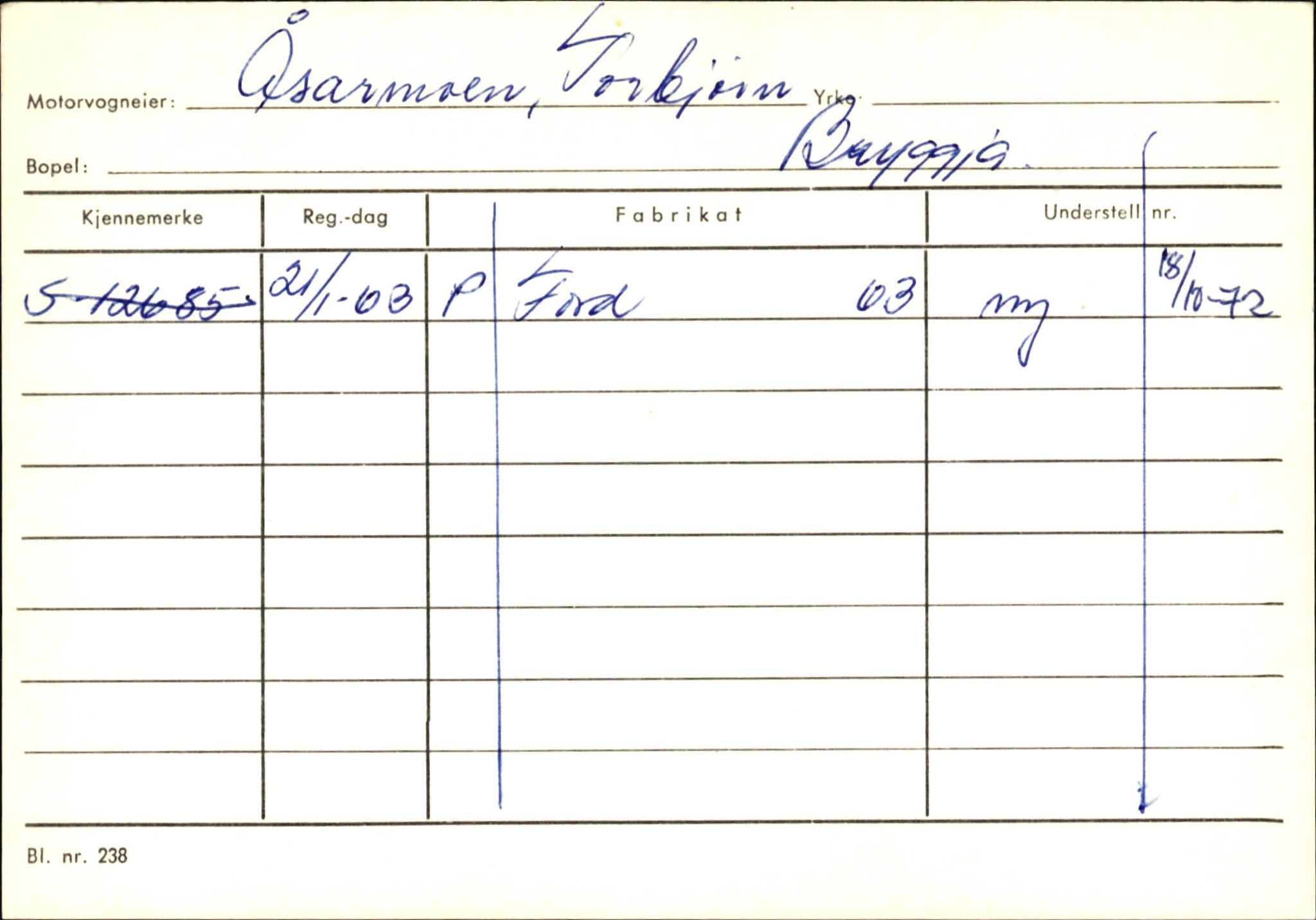 Statens vegvesen, Sogn og Fjordane vegkontor, SAB/A-5301/4/F/L0145: Registerkort Vågsøy S-Å. Årdal I-P, 1945-1975, p. 843