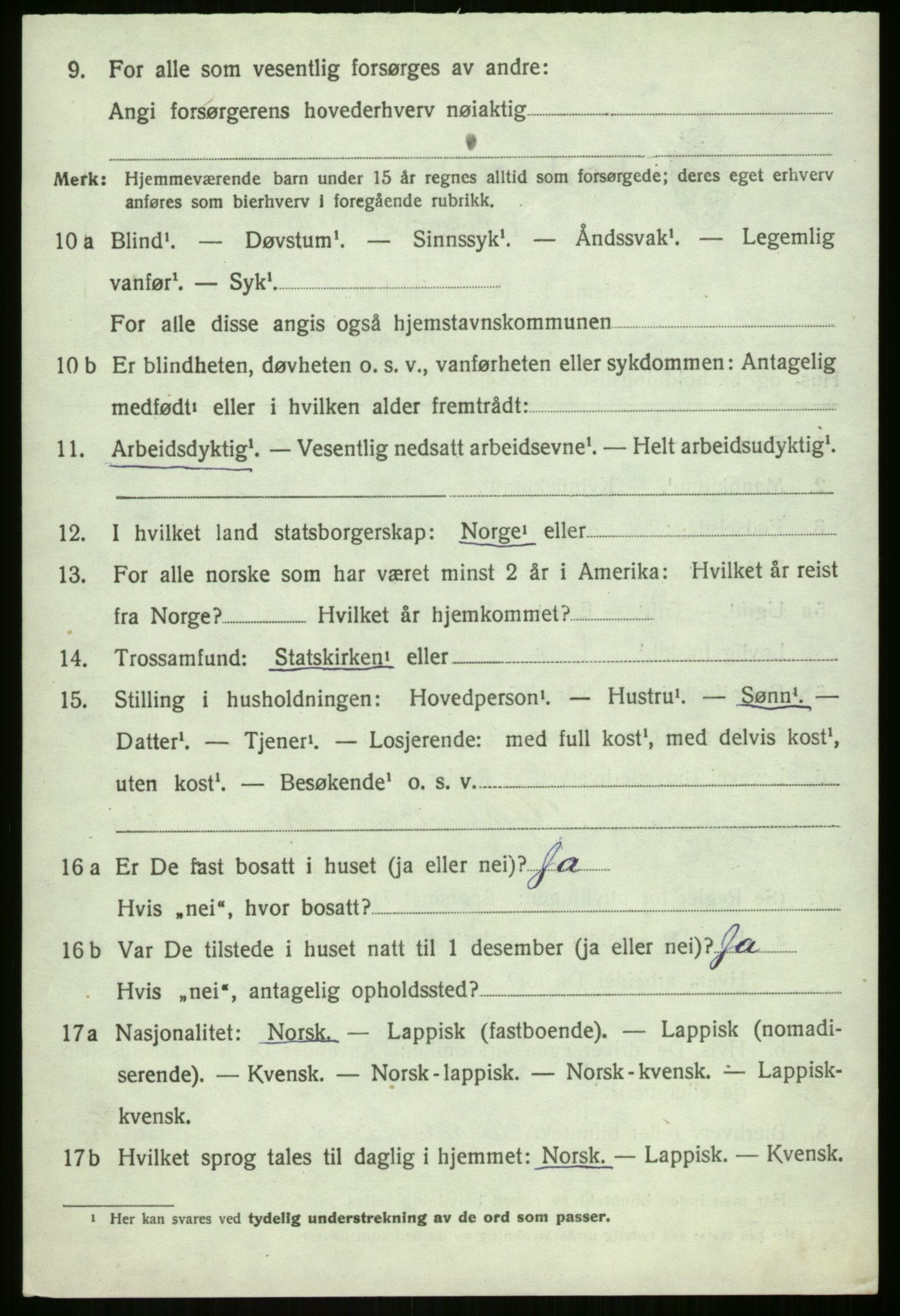 SATØ, 1920 census for Malangen, 1920, p. 795