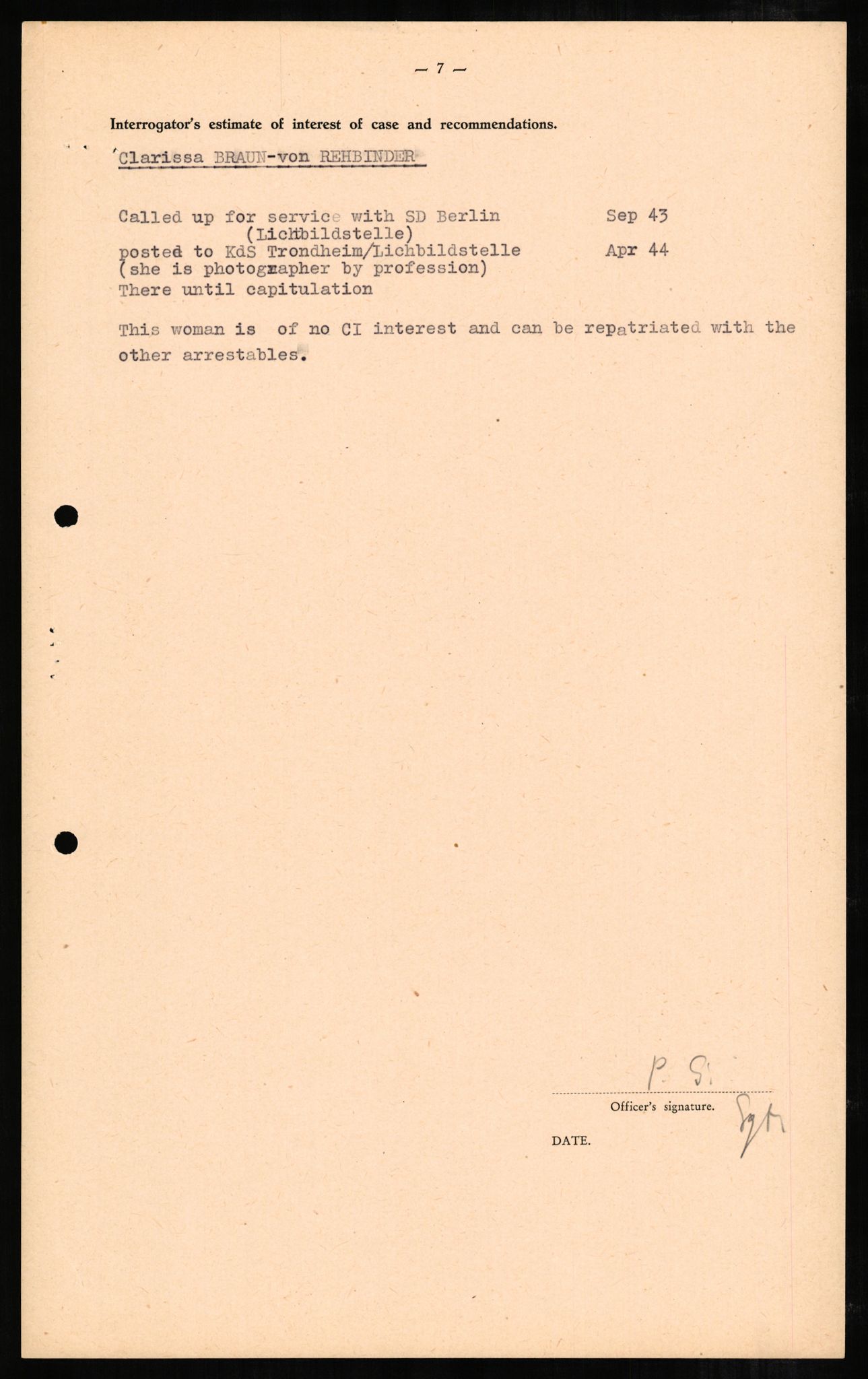 Forsvaret, Forsvarets overkommando II, AV/RA-RAFA-3915/D/Db/L0004: CI Questionaires. Tyske okkupasjonsstyrker i Norge. Tyskere., 1945-1946, p. 91