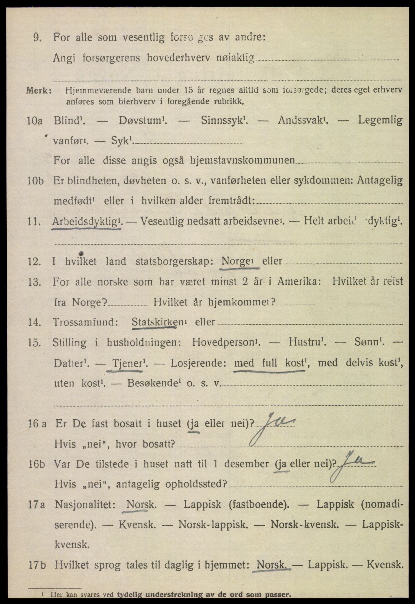 SAT, 1920 census for Tjøtta, 1920, p. 5368