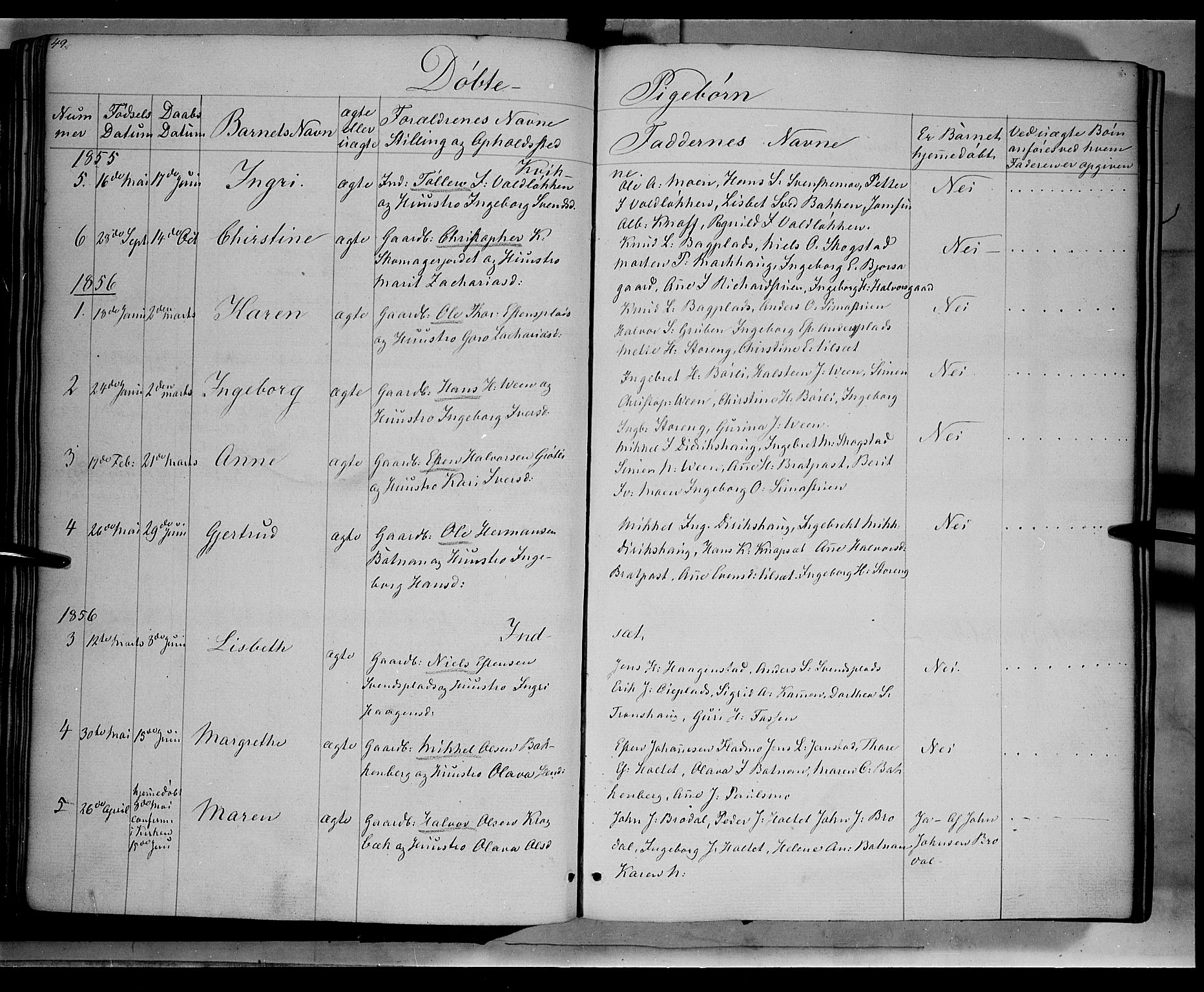 Kvikne prestekontor, SAH/PREST-064/H/Ha/Haa/L0005: Parish register (official) no. 5, 1841-1862, p. 49