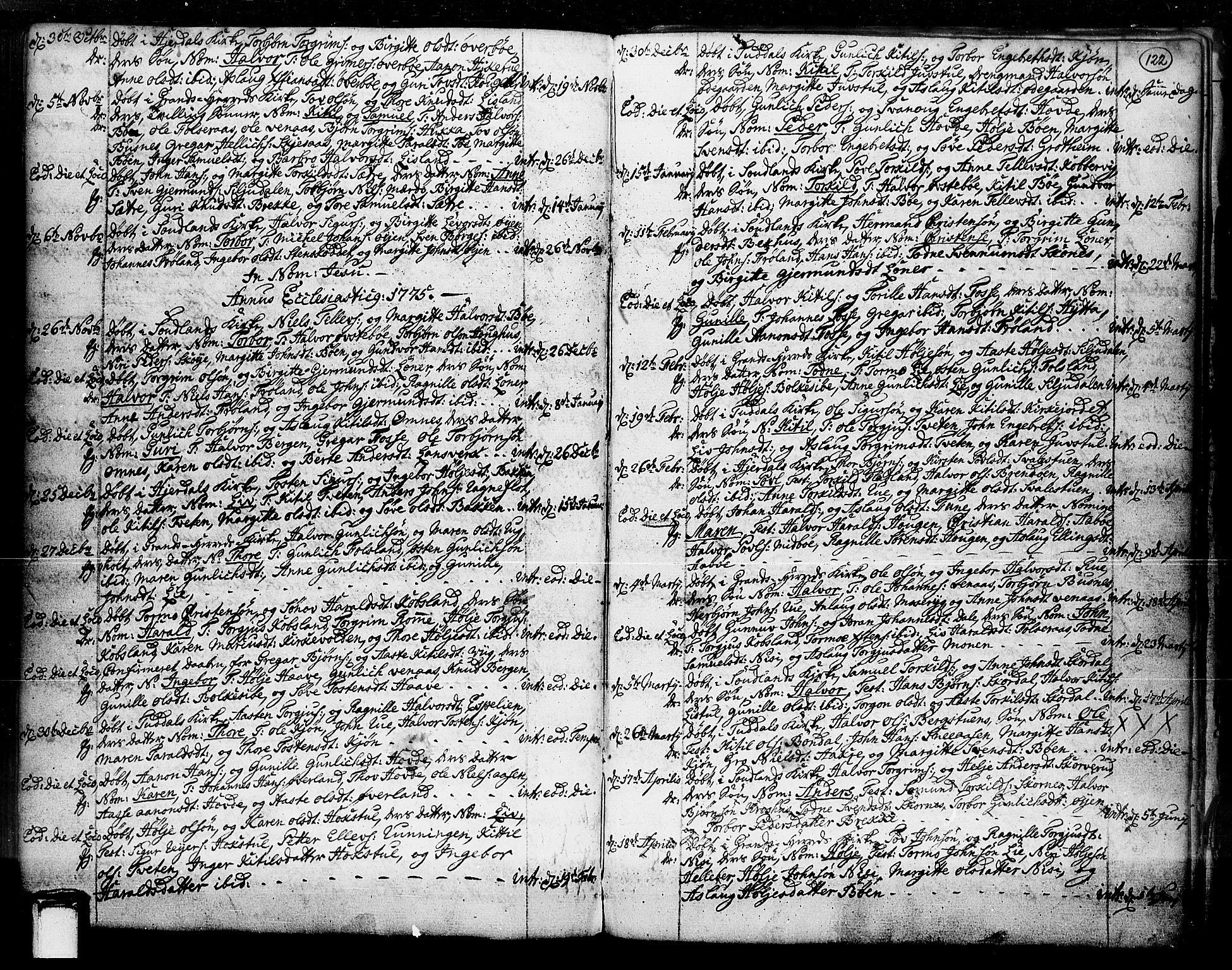 Hjartdal kirkebøker, SAKO/A-270/F/Fa/L0003: Parish register (official) no. I 3, 1727-1775, p. 122