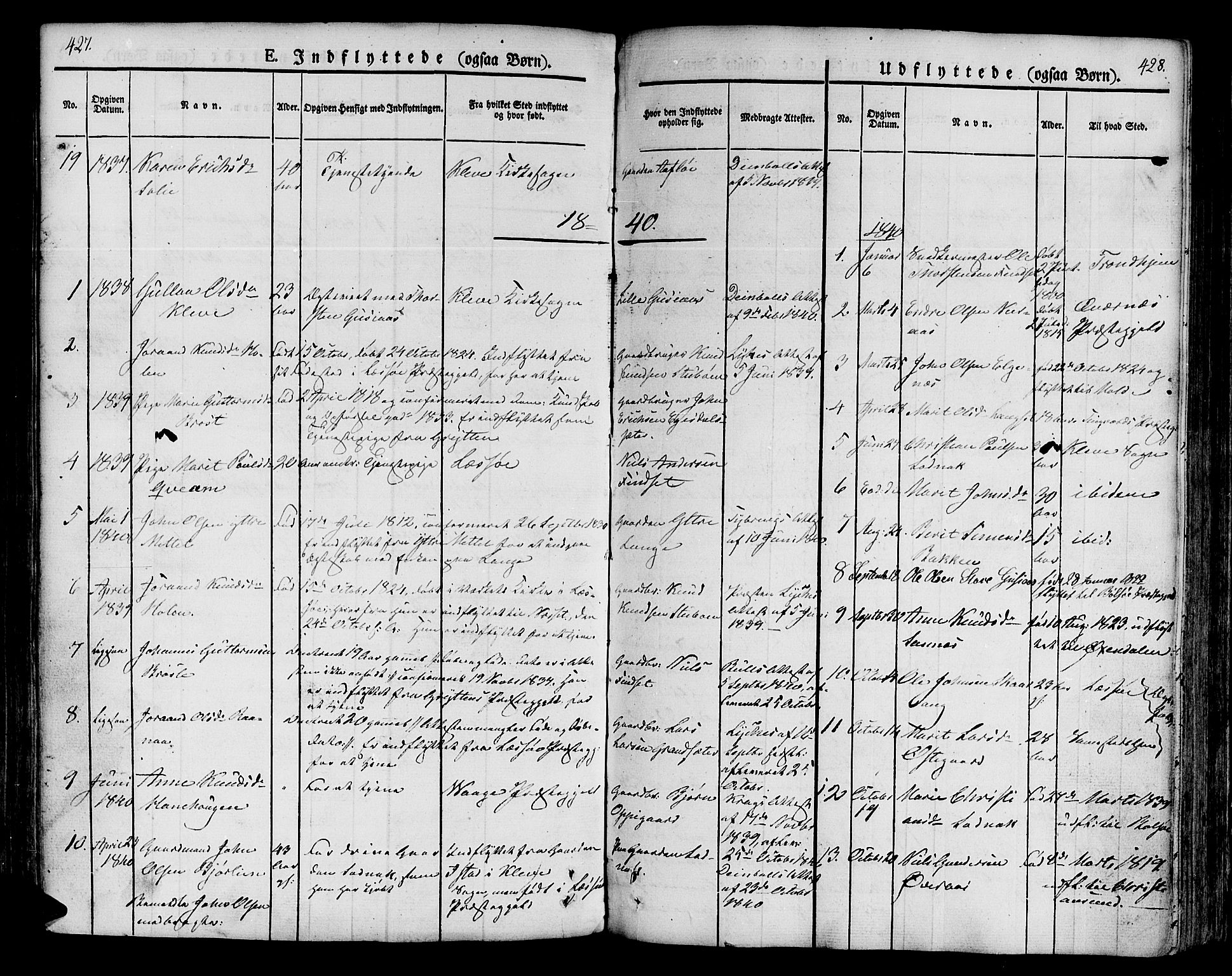 Ministerialprotokoller, klokkerbøker og fødselsregistre - Møre og Romsdal, SAT/A-1454/551/L0624: Parish register (official) no. 551A04, 1831-1845, p. 427-428
