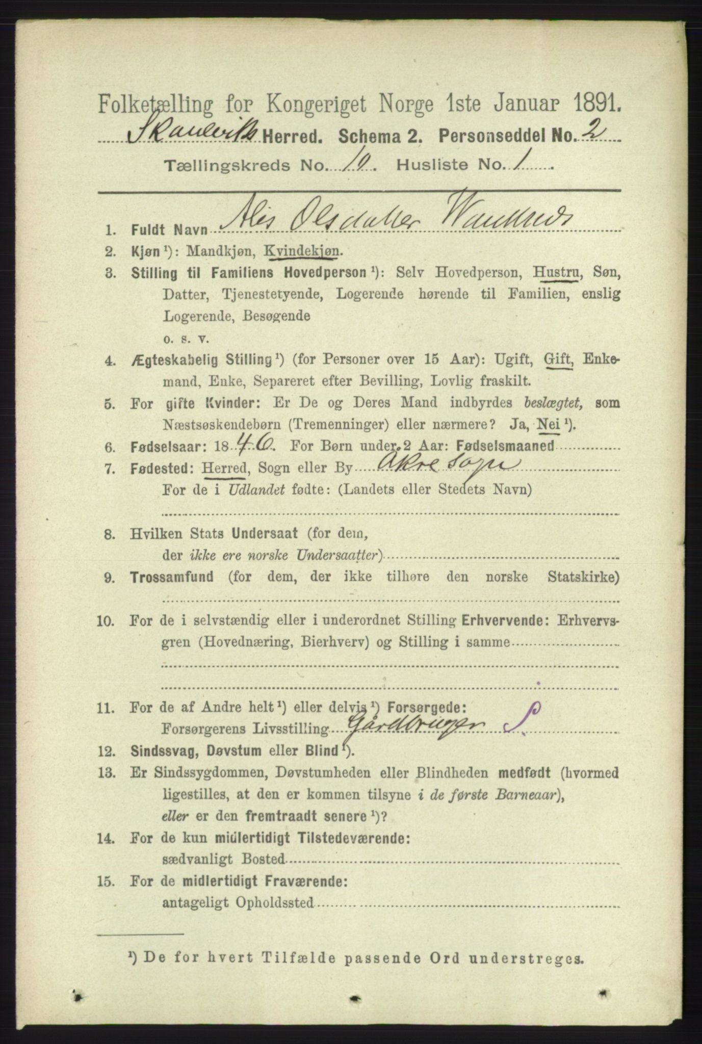 RA, 1891 census for 1212 Skånevik, 1891, p. 2930